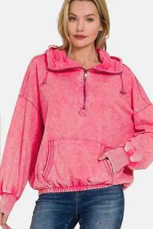100% Cotton Sweater Drawstring Half Zip Dropped Shoulder Hoodie New Women's Fashion Premium Luxury 100% Cotton Sweater Drawstring Half Zip Dropped Shoulder Hoodie New Women's Fashion Premium Luxury
