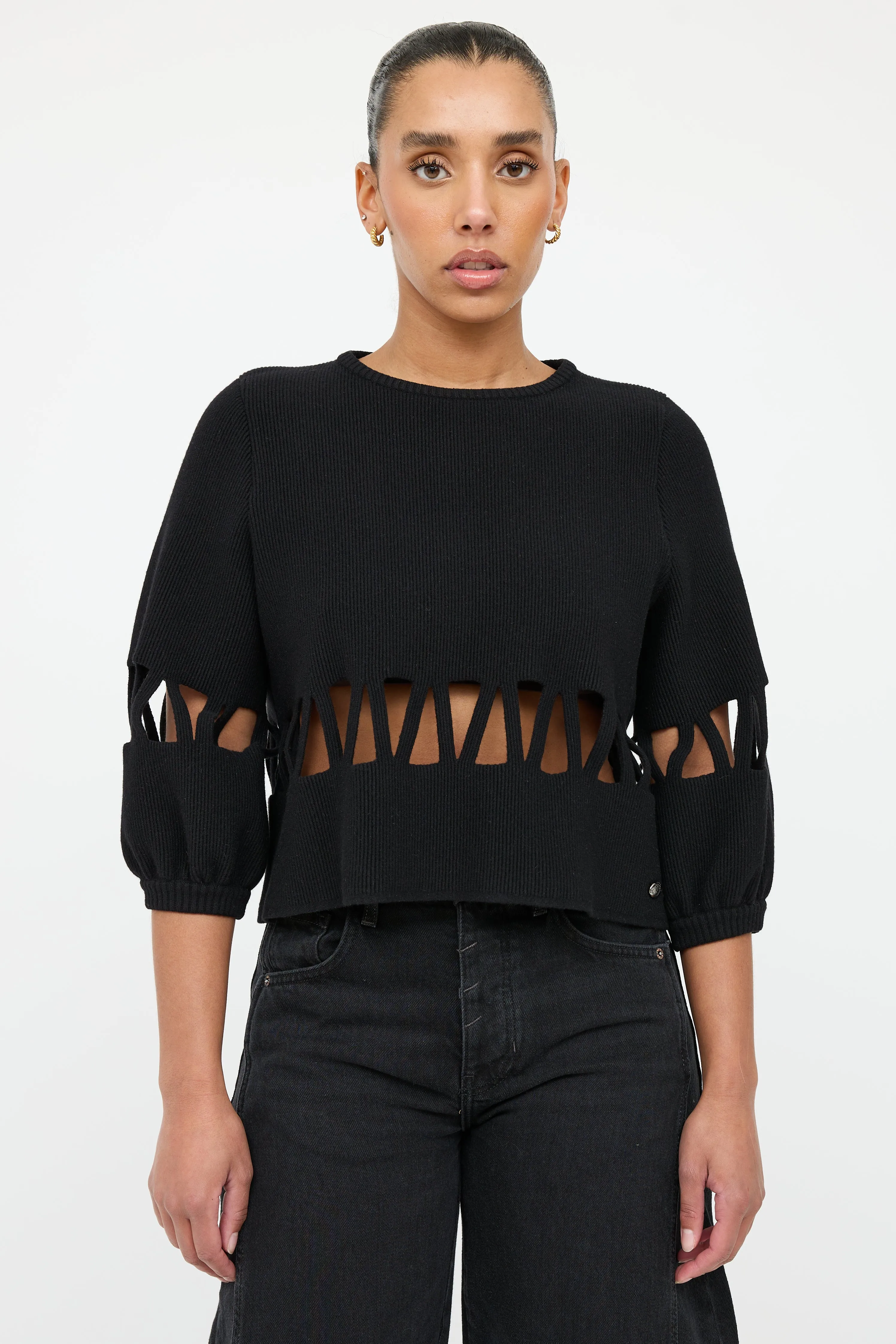 2017 Wool Knit Cut Out Sweater