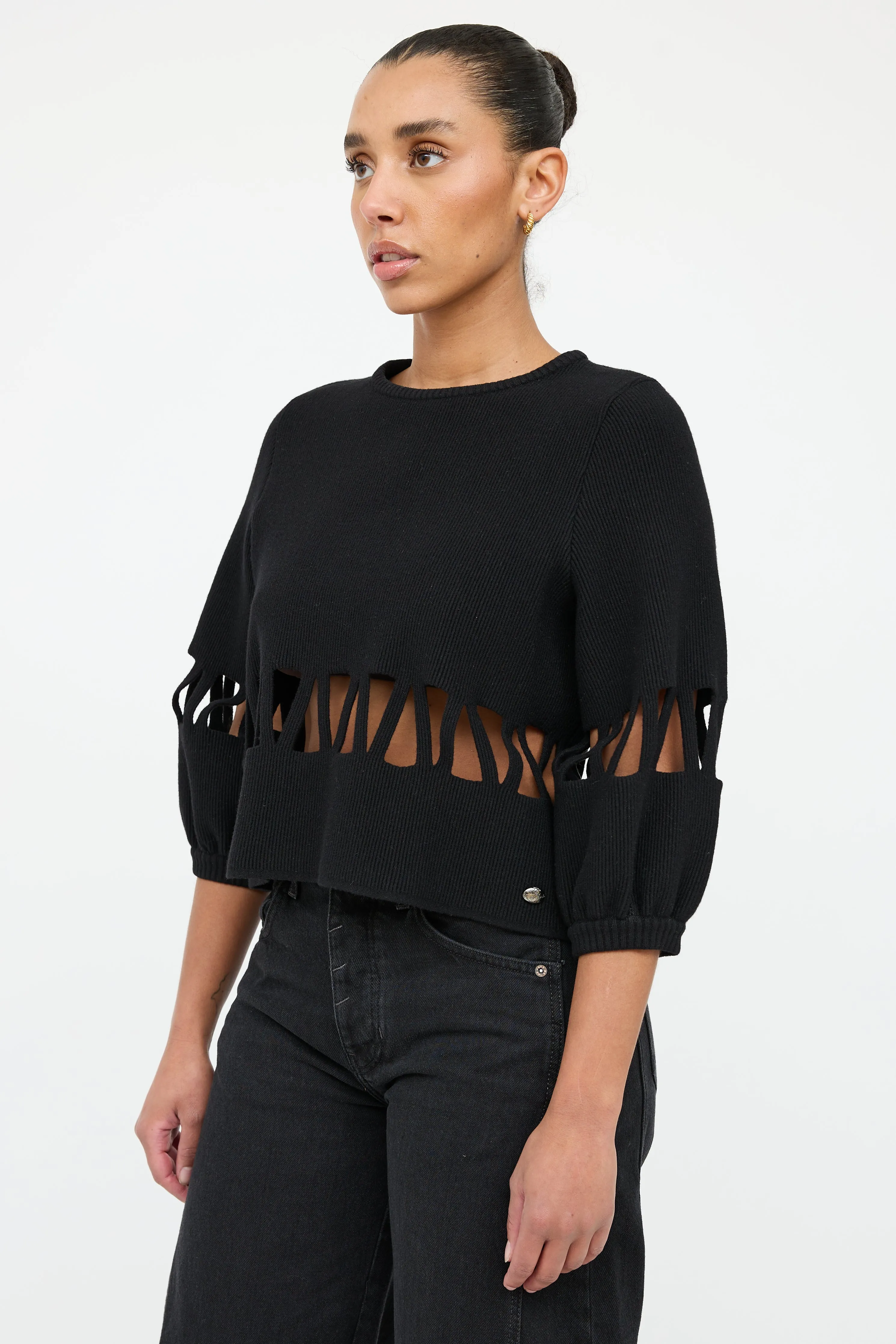 2017 Wool Knit Cut Out Sweater