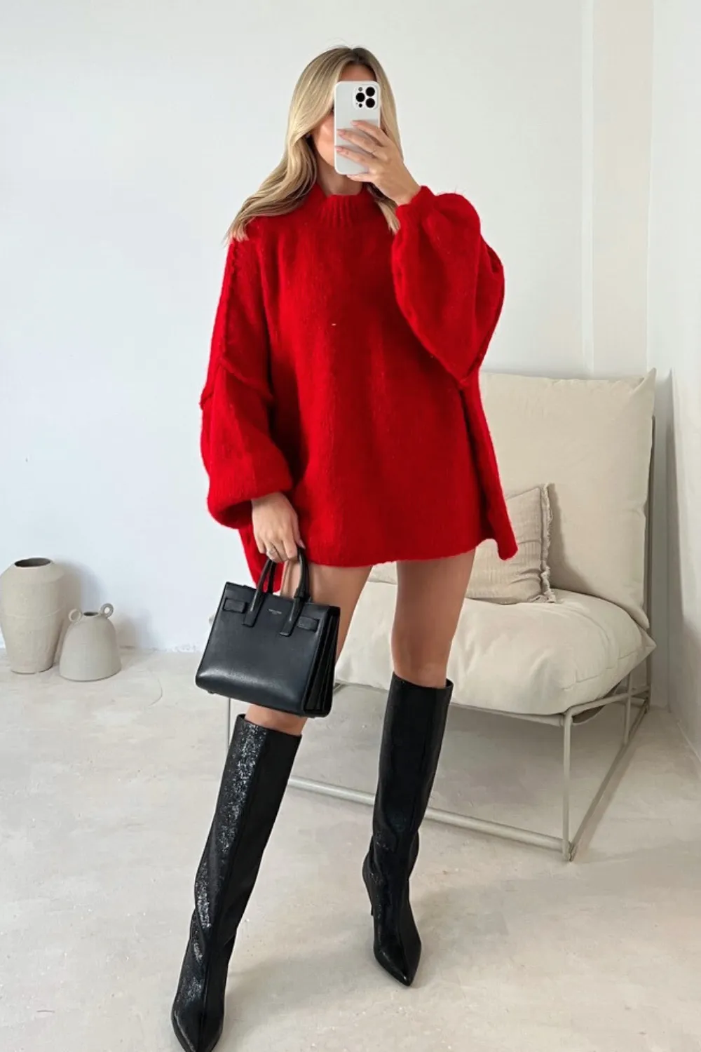 Adelaide red oversized knit  jumper