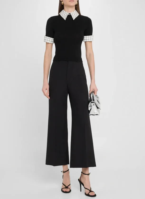 alice   olivia Aster Collared Pullover Sweater, Black/Soft White