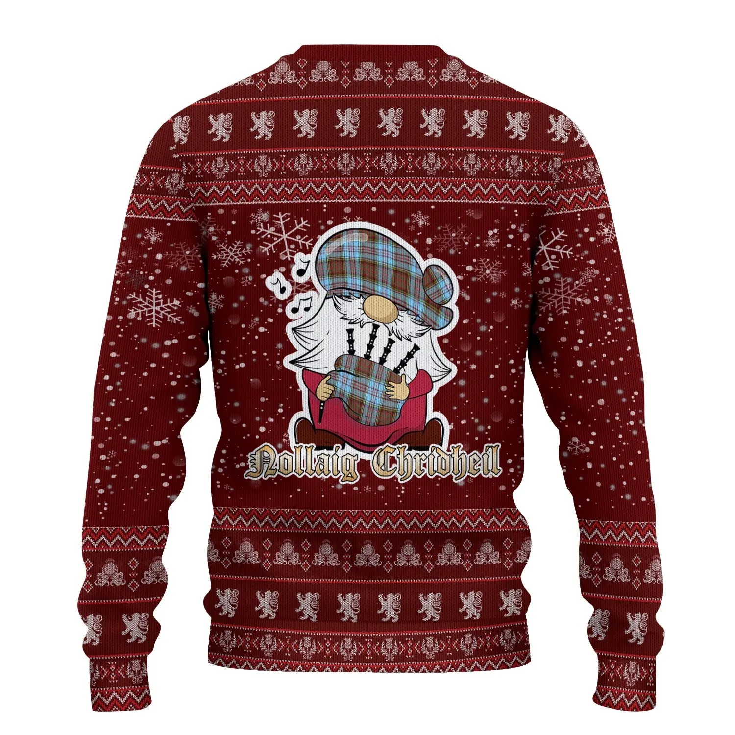 Anderson Ancient Clan Christmas Family Ugly Sweater with Funny Gnome Playing Bagpipes