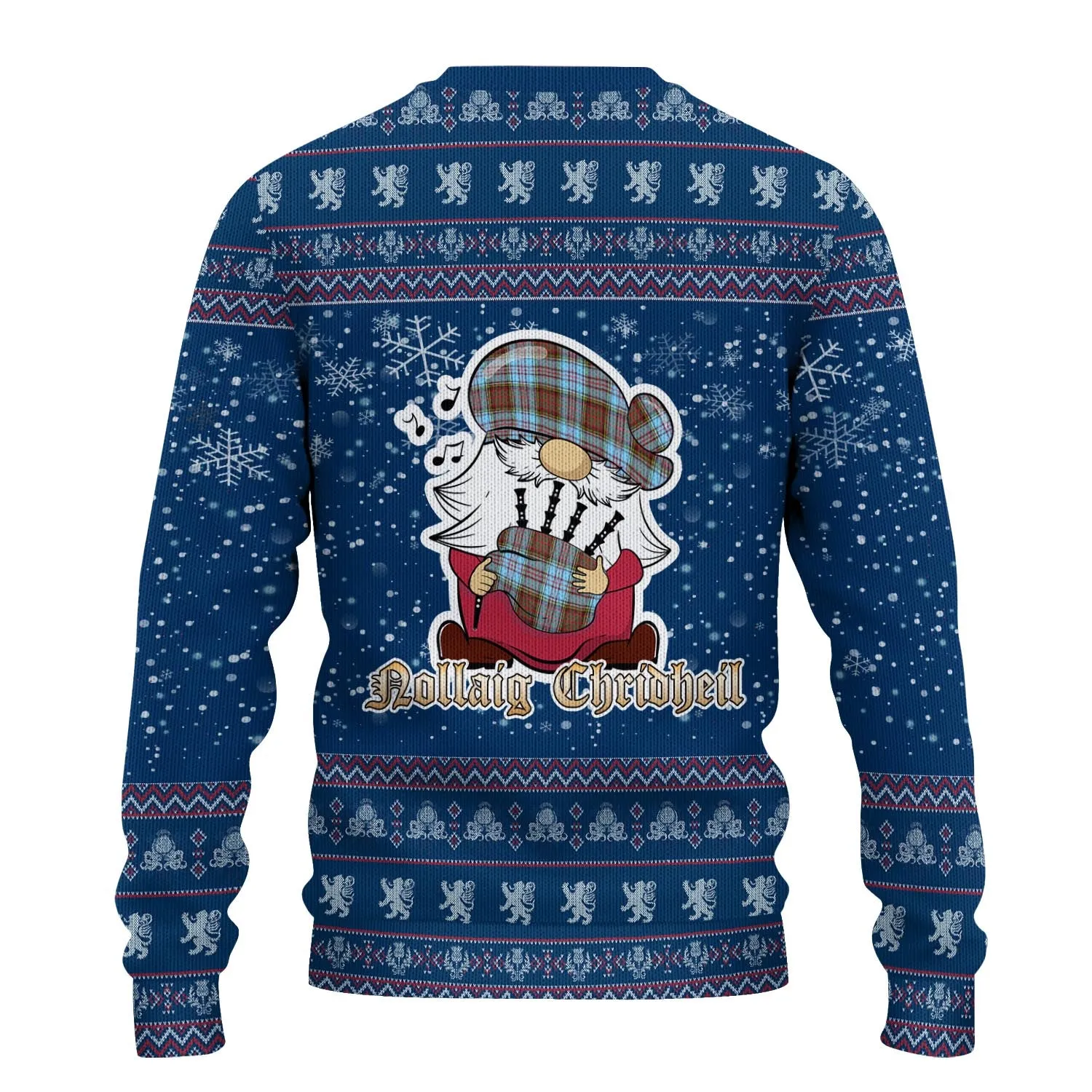 Anderson Ancient Clan Christmas Family Ugly Sweater with Funny Gnome Playing Bagpipes