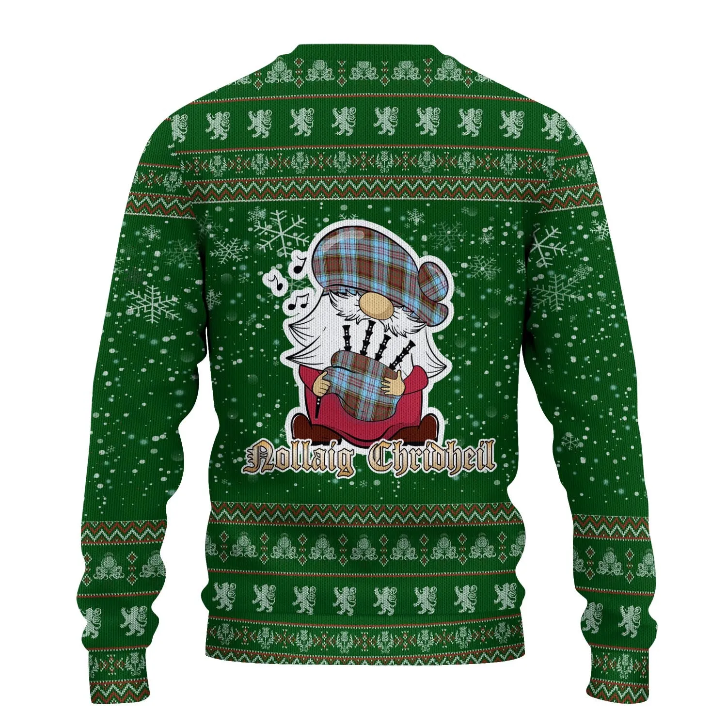 Anderson Ancient Clan Christmas Family Ugly Sweater with Funny Gnome Playing Bagpipes