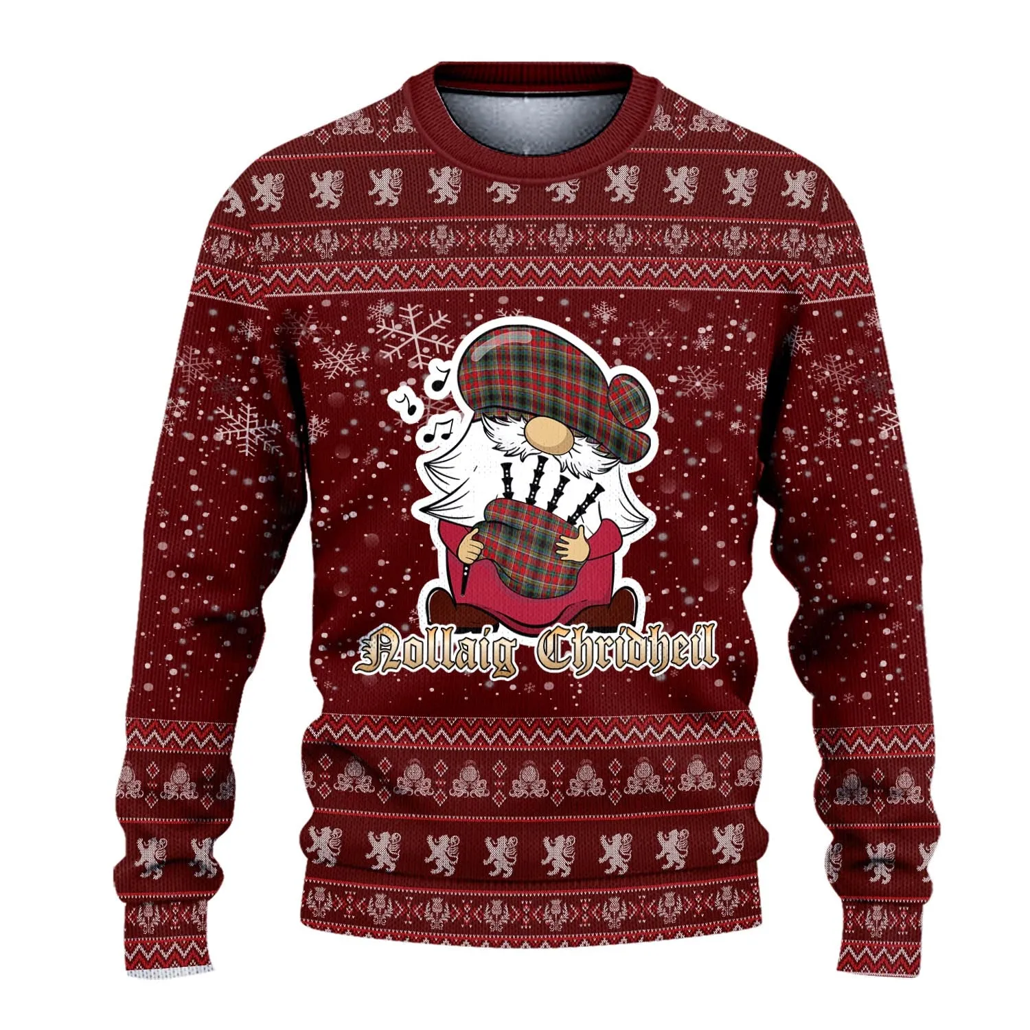 Anderson of Arbrake Clan Christmas Family Ugly Sweater with Funny Gnome Playing Bagpipes