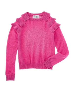 Autumn Cashmere Italian Lurex Ruffle Raglan Wool & Cashmere-Blend Sweater