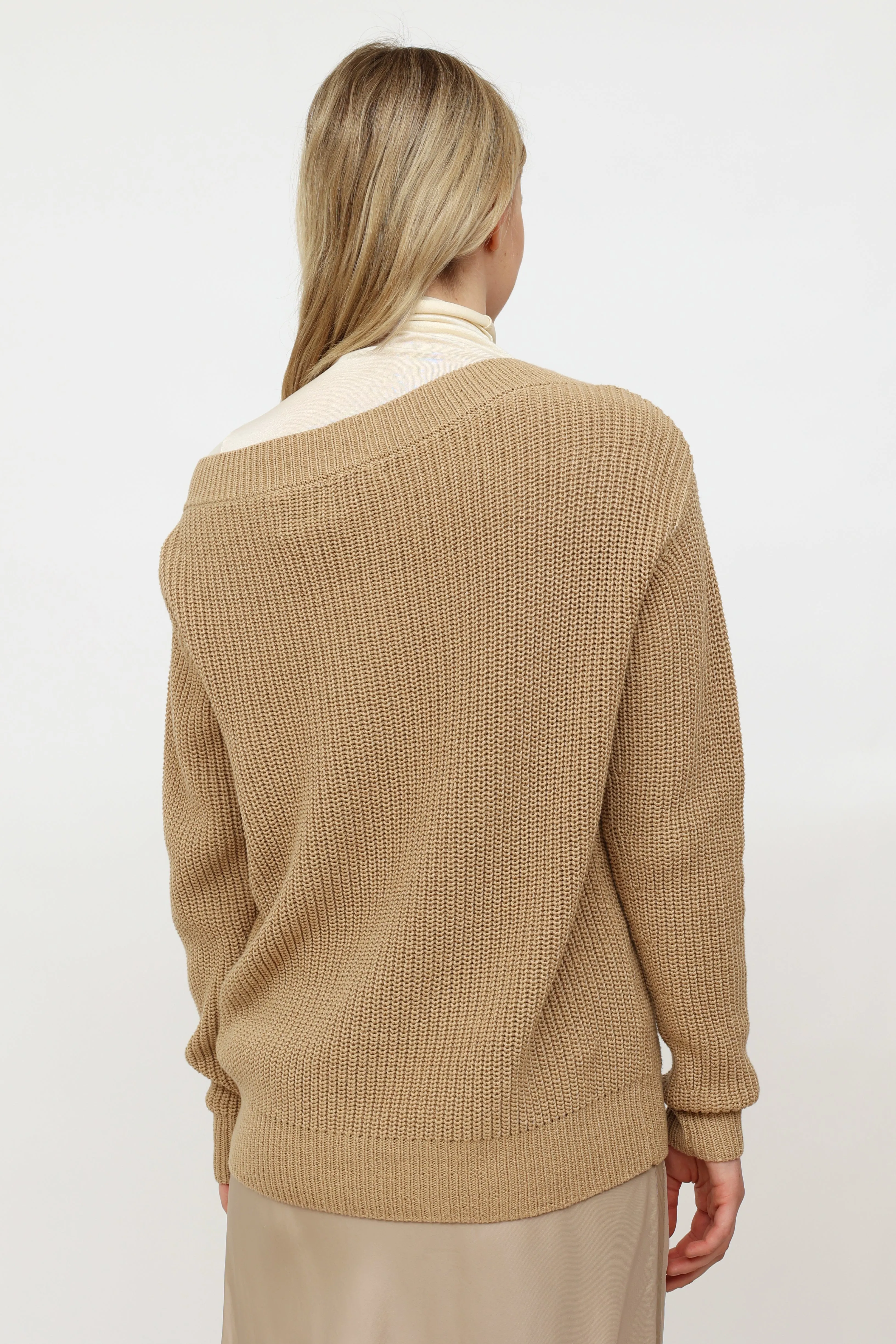 Beige Knit Long Sleeve Sweater