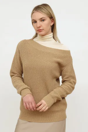 Beige Knit Long Sleeve Sweater