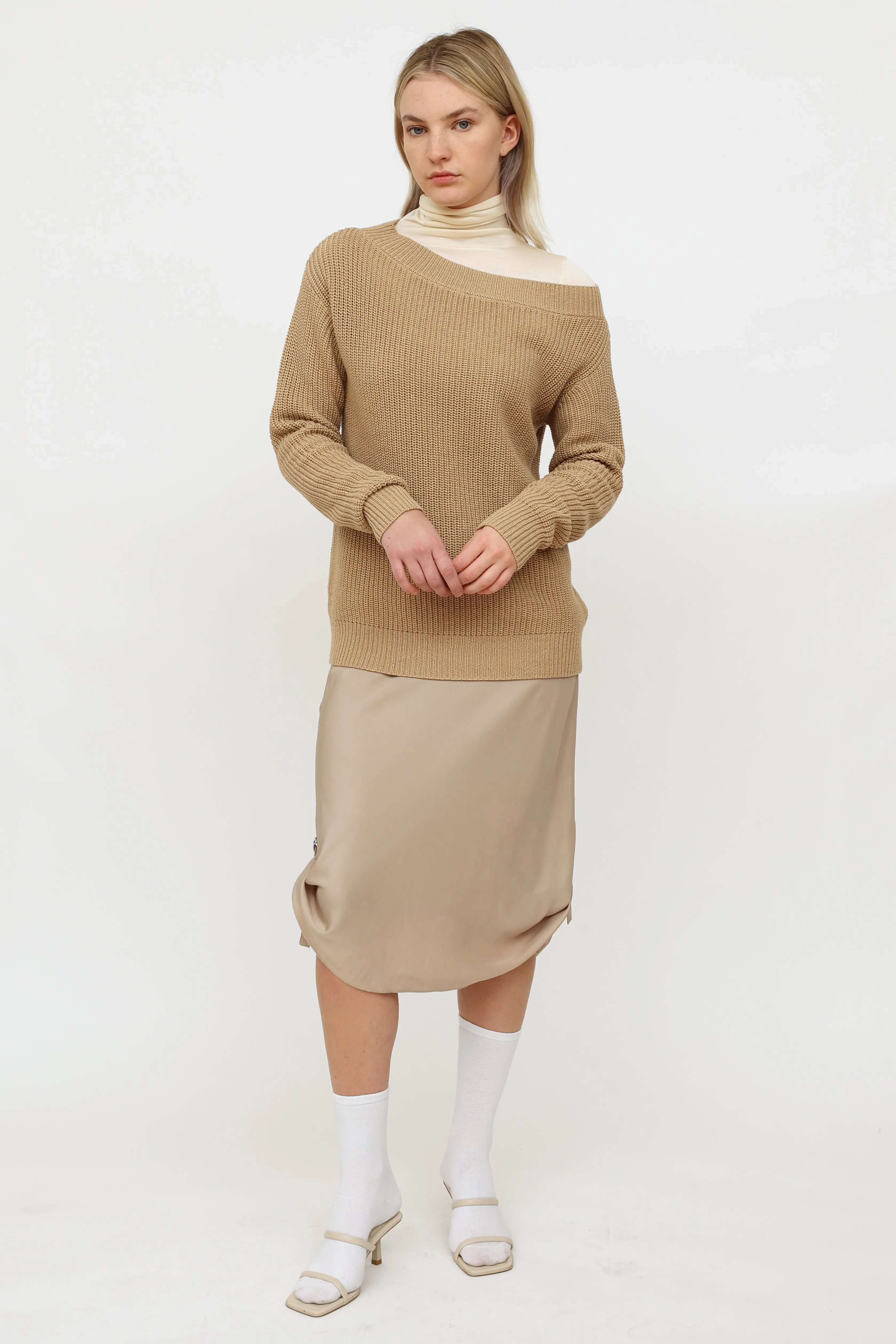 Beige Knit Long Sleeve Sweater