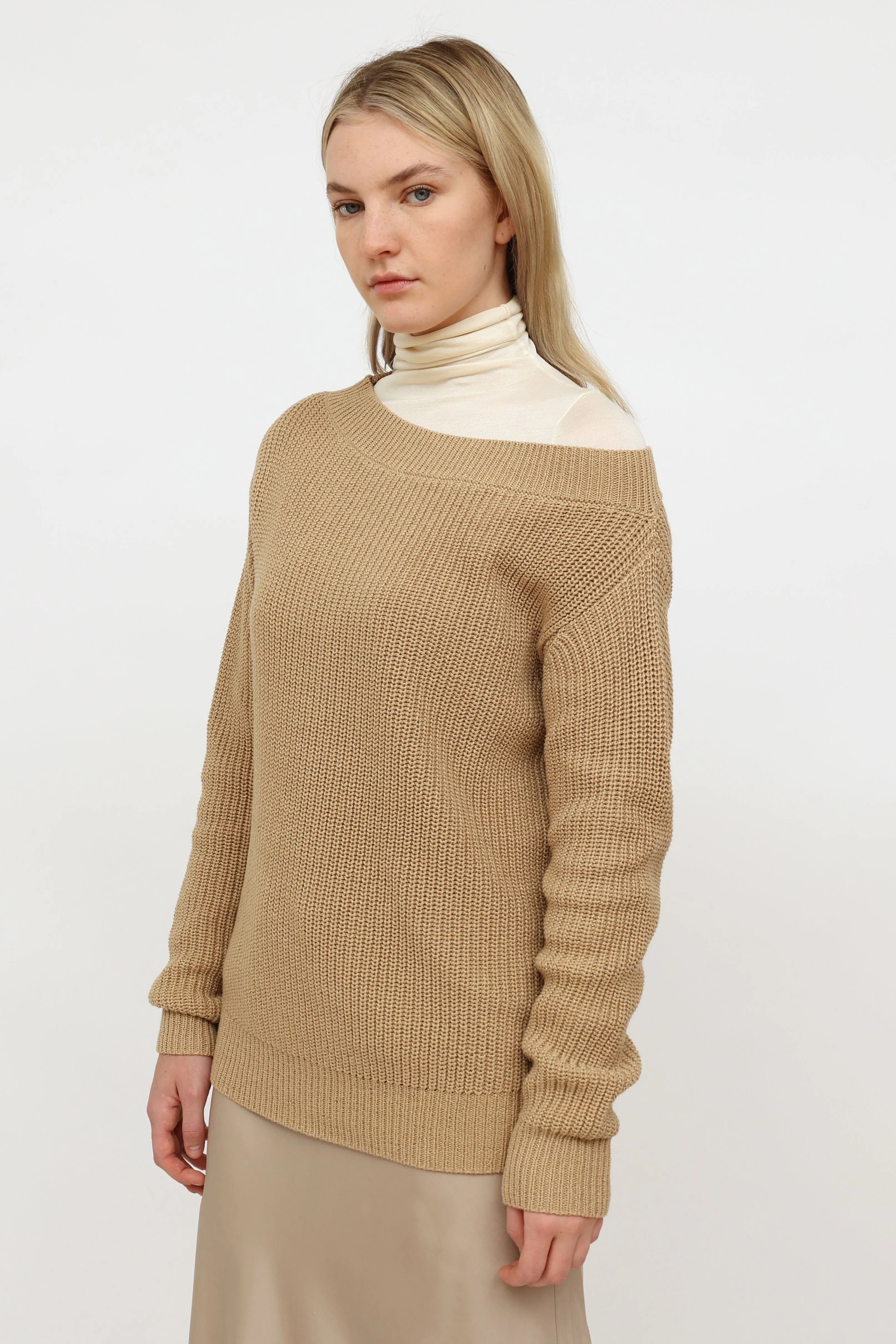 Beige Knit Long Sleeve Sweater