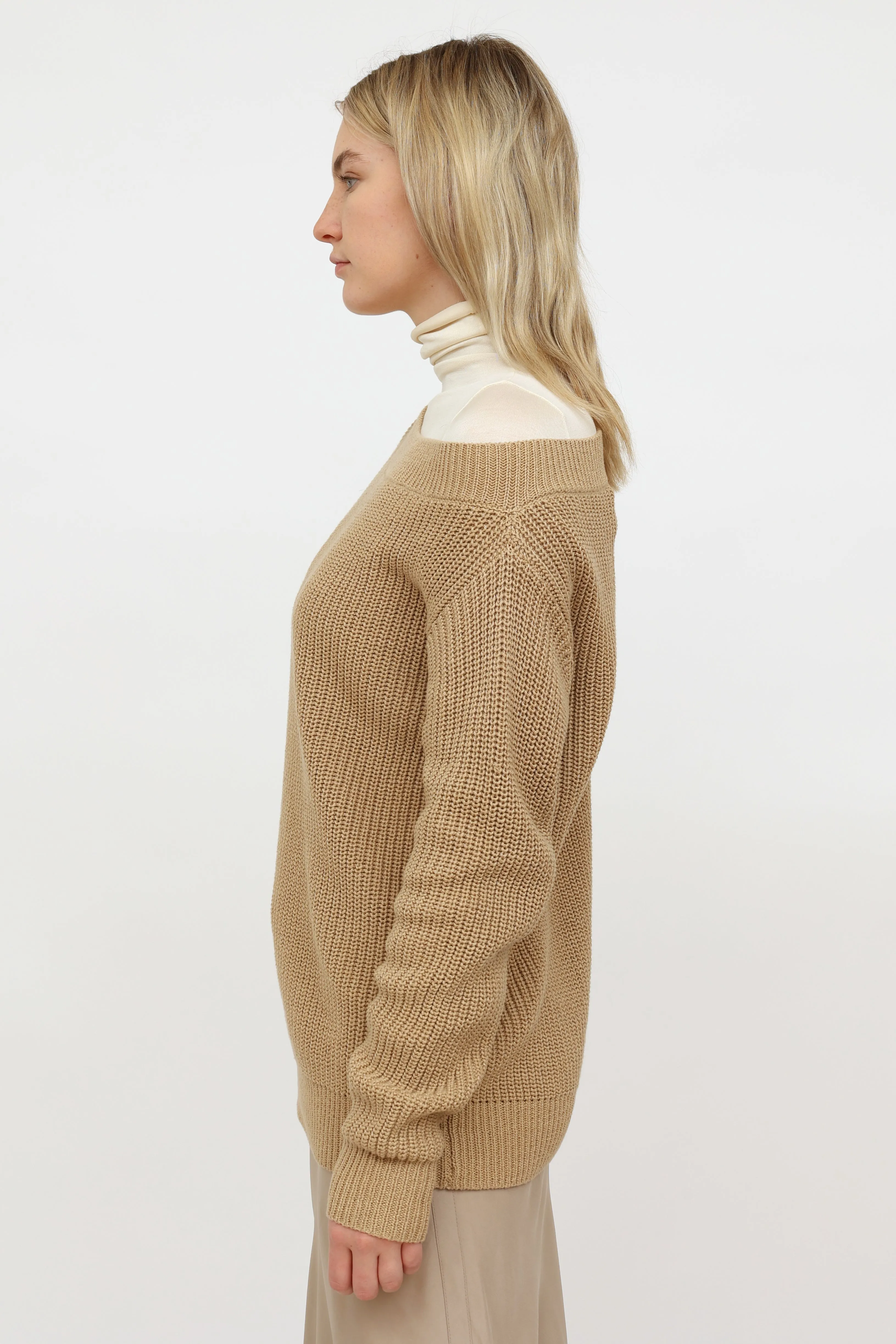 Beige Knit Long Sleeve Sweater