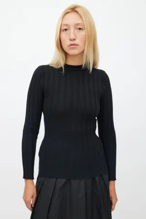 Black & Navy Ribbed Knit Sweater