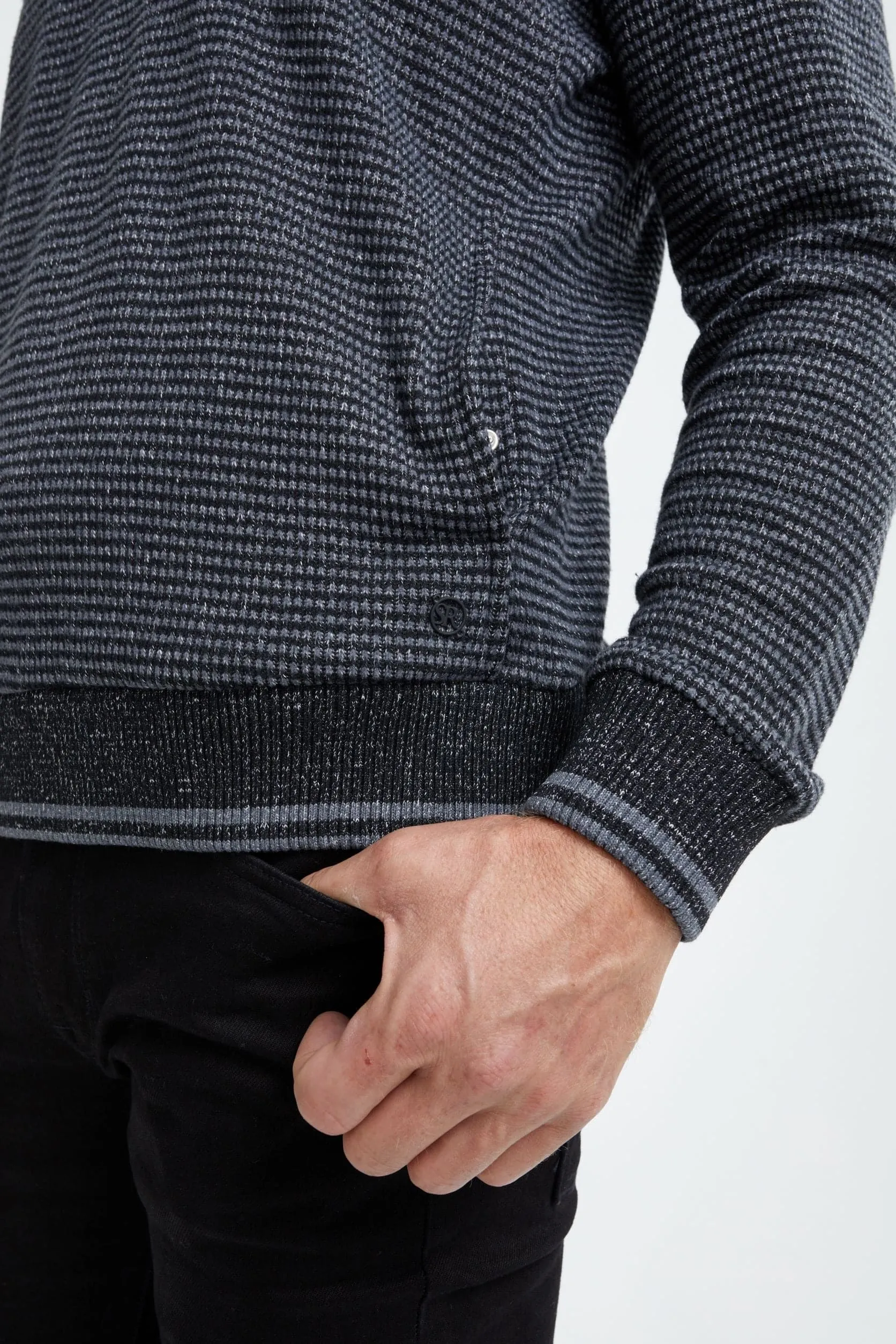 Black Quarter Zip Knit Sweater