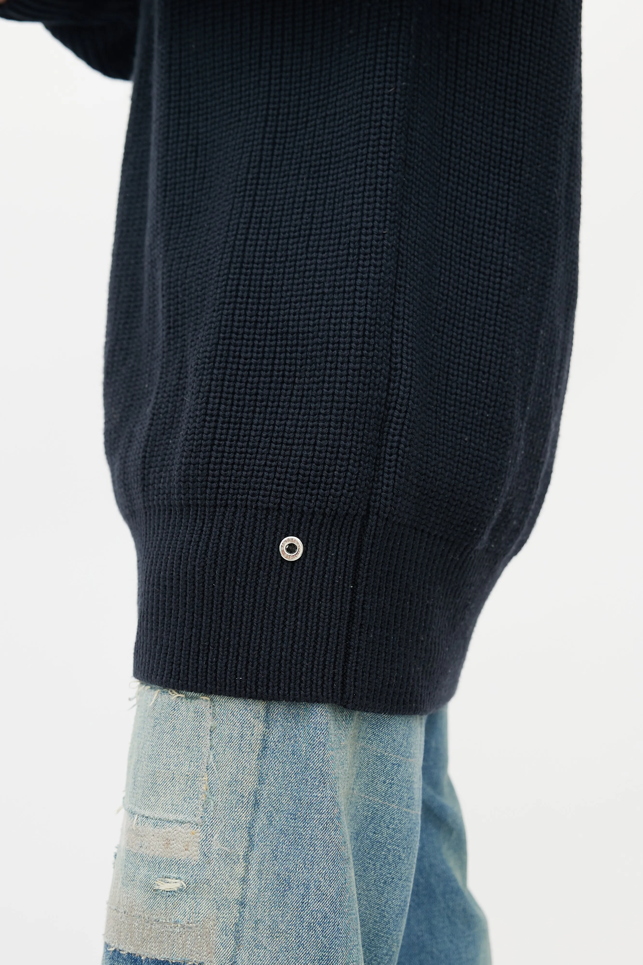 Black Ribbed Knit Wool Sweater