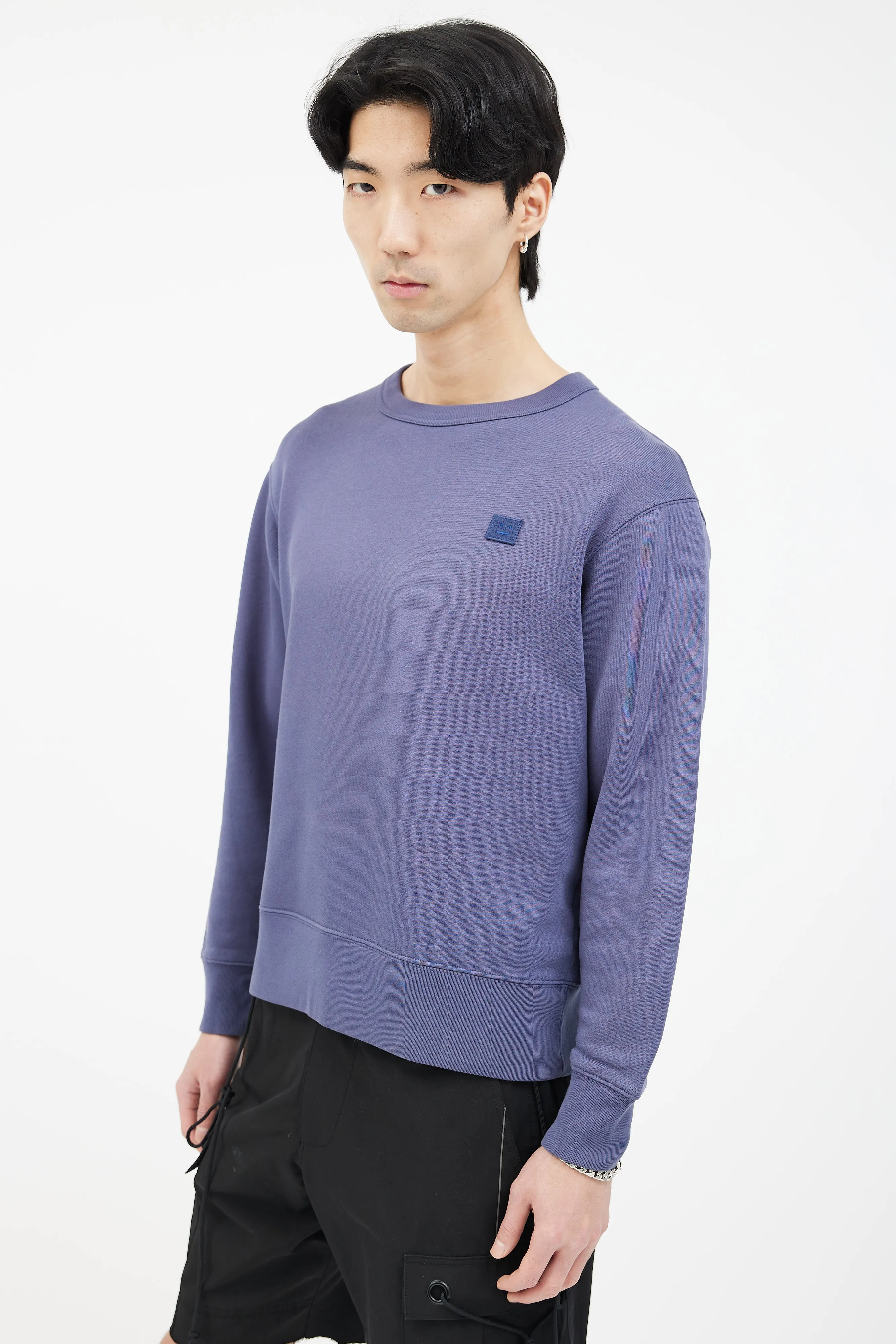 Blue Cotton Fairview Face Logo Sweater