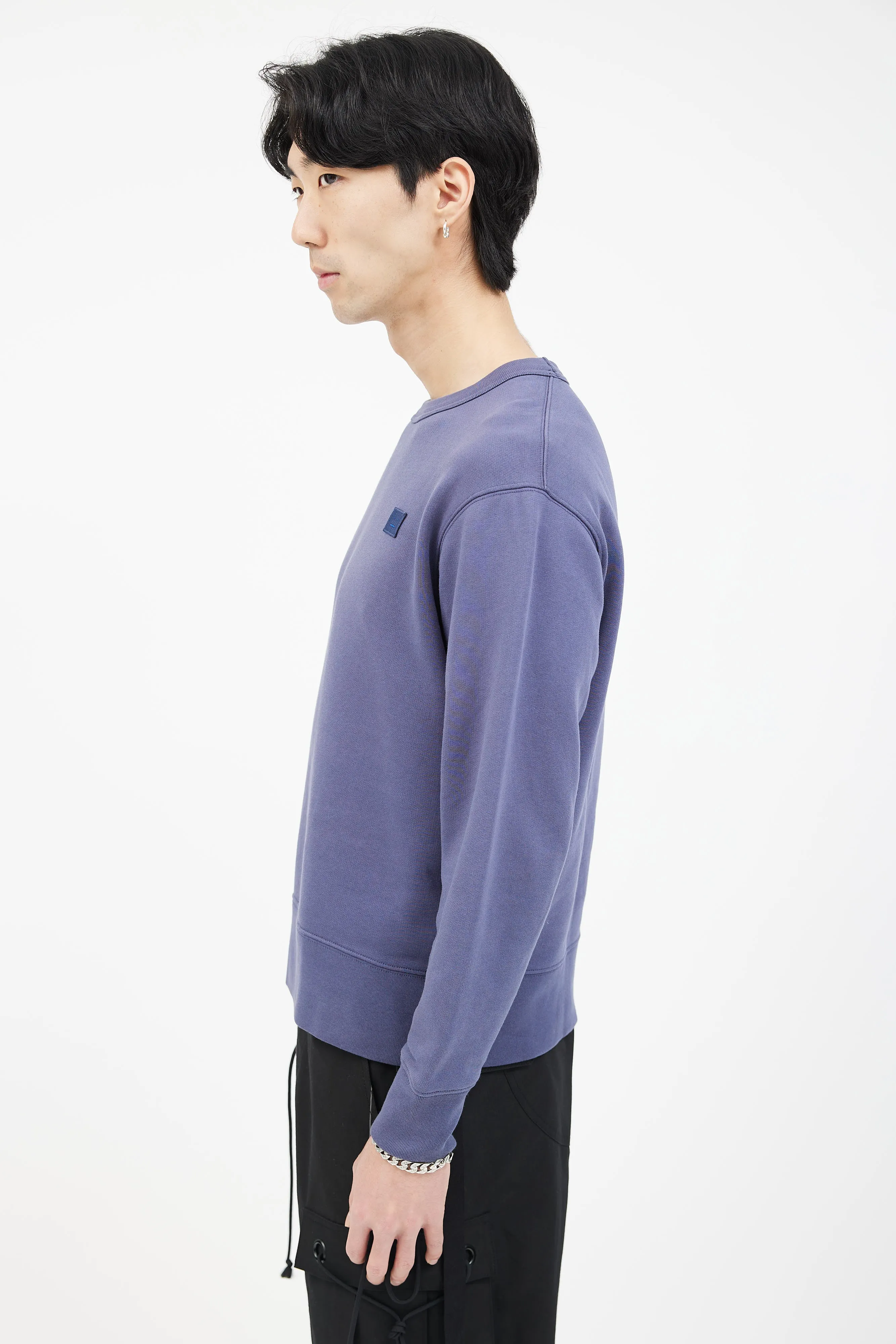 Blue Cotton Fairview Face Logo Sweater