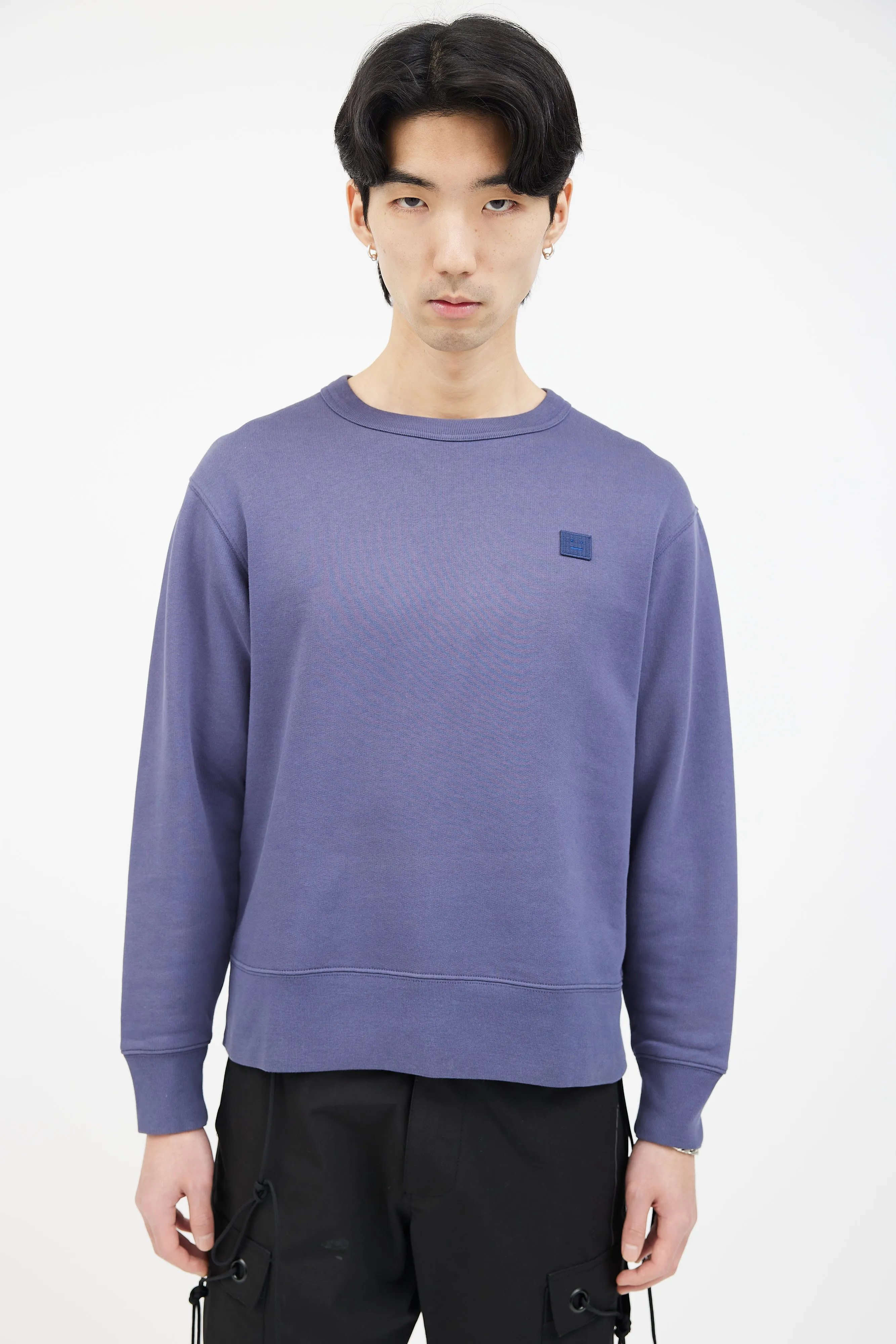 Blue Cotton Fairview Face Logo Sweater
