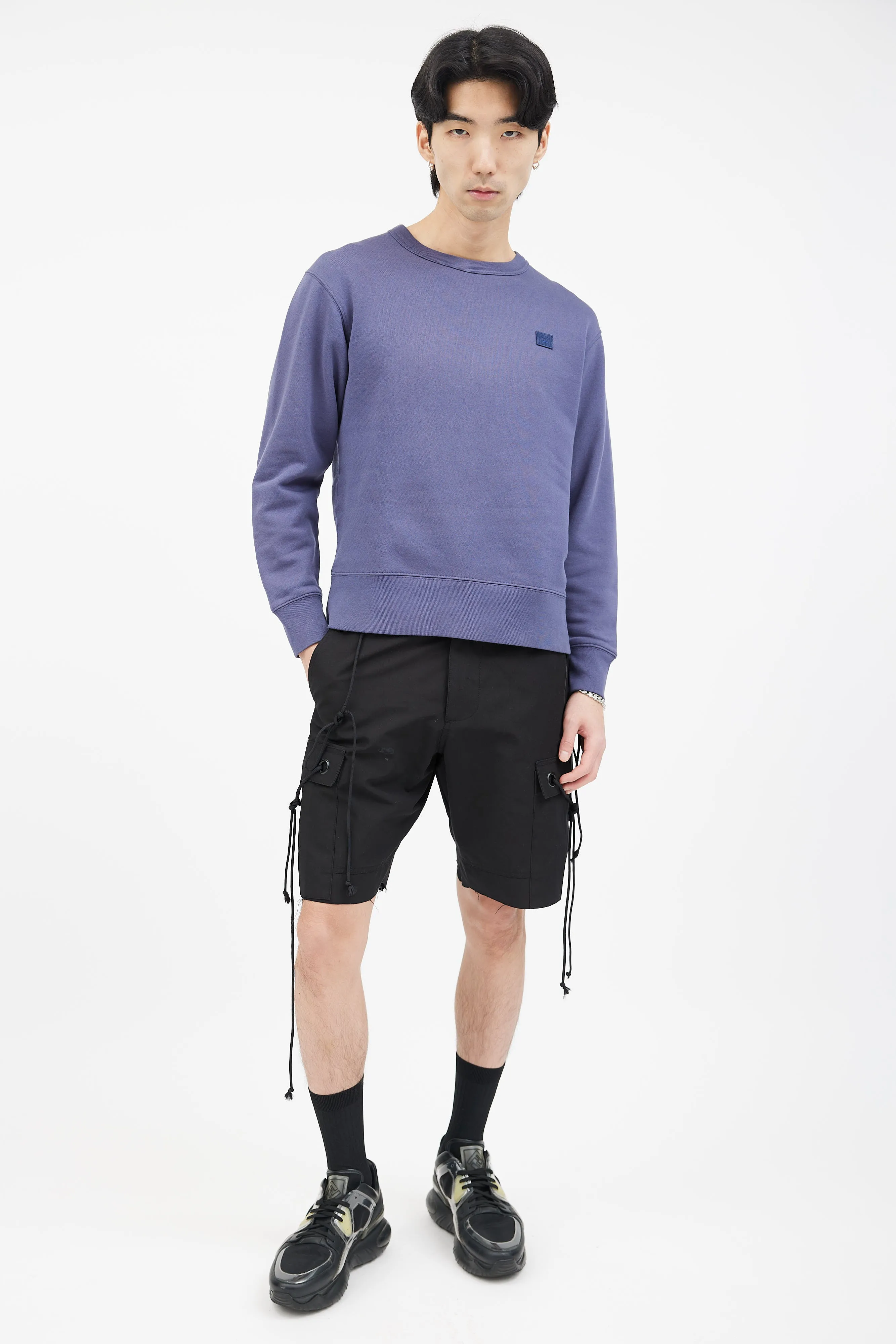 Blue Cotton Fairview Face Logo Sweater
