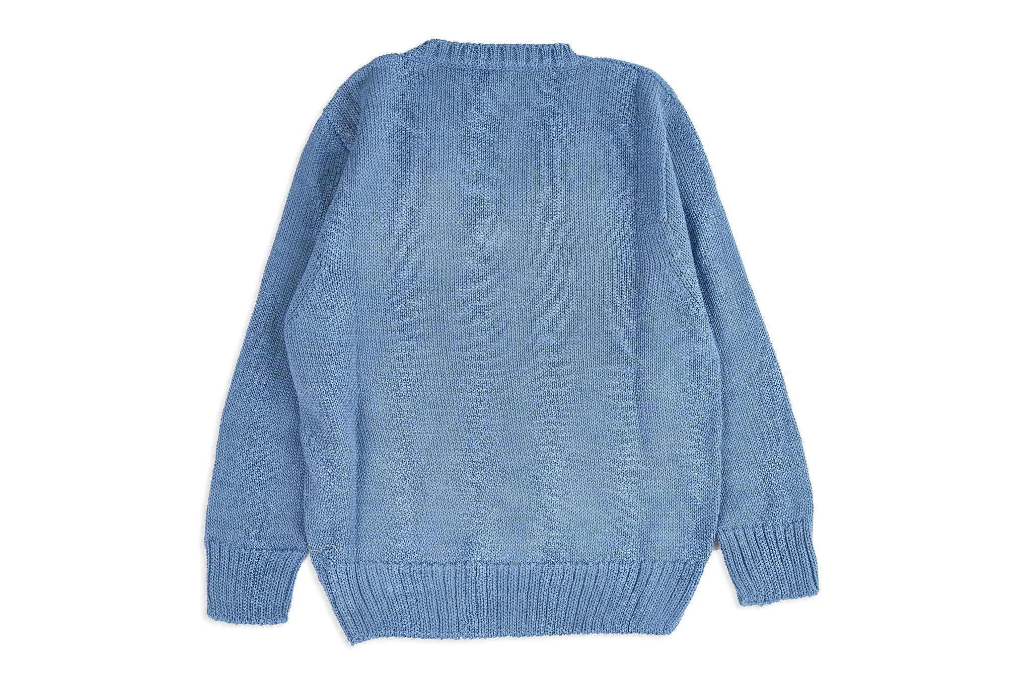Blue Knit V-Neck Sweater