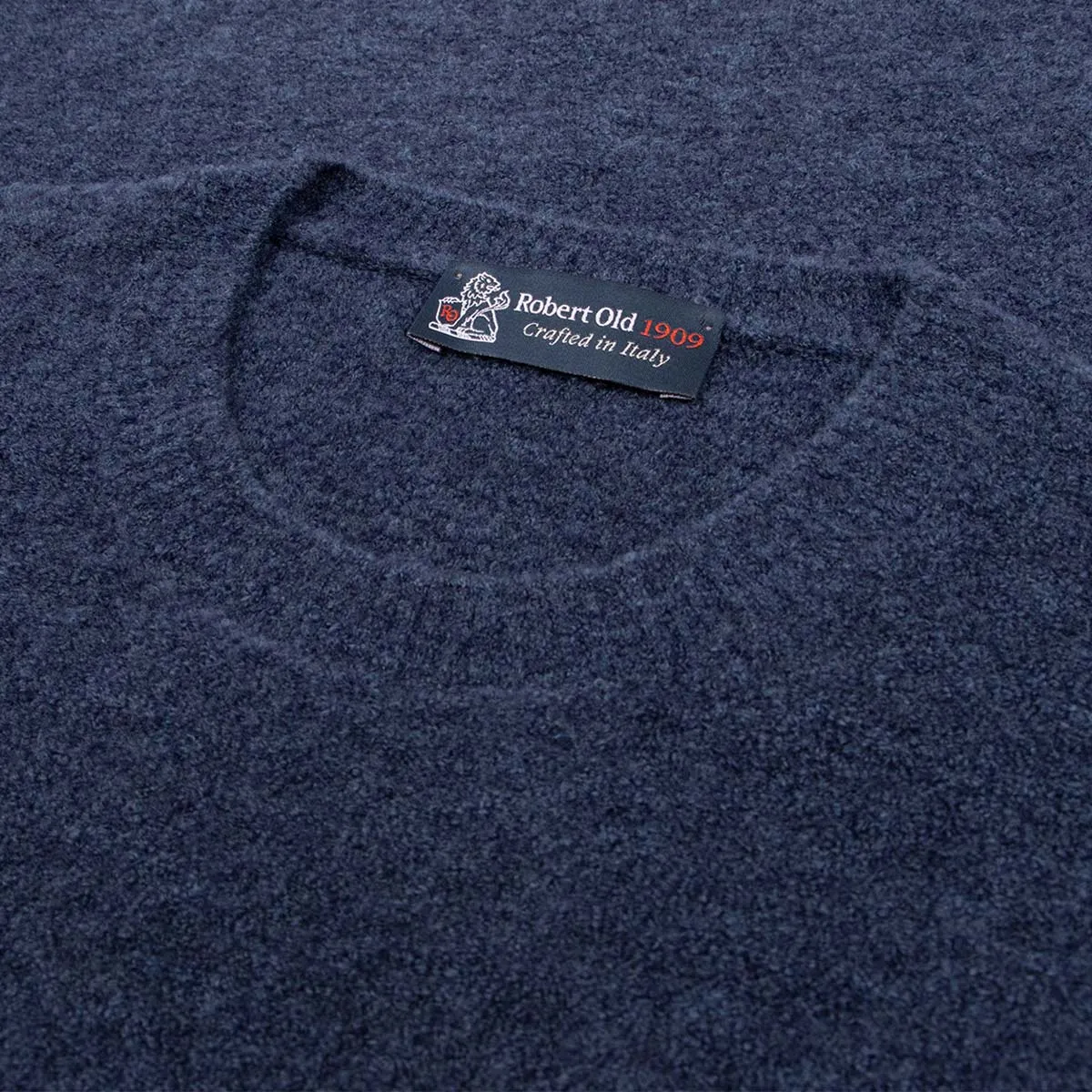 Blue Marl Crew Neck Bouclé Wool Sweater