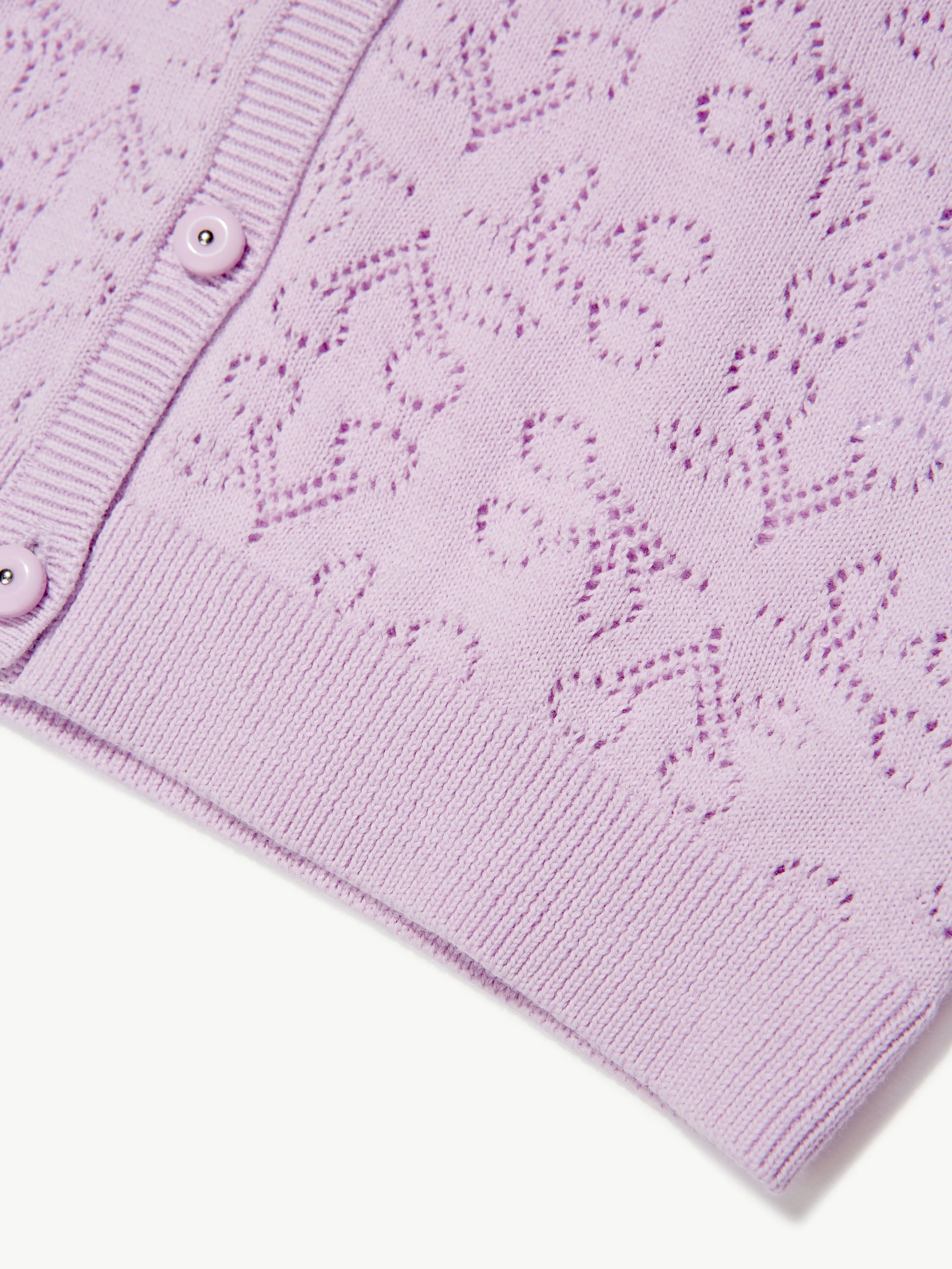 Bonpoint Girls Knitted Cardigan in Lilac