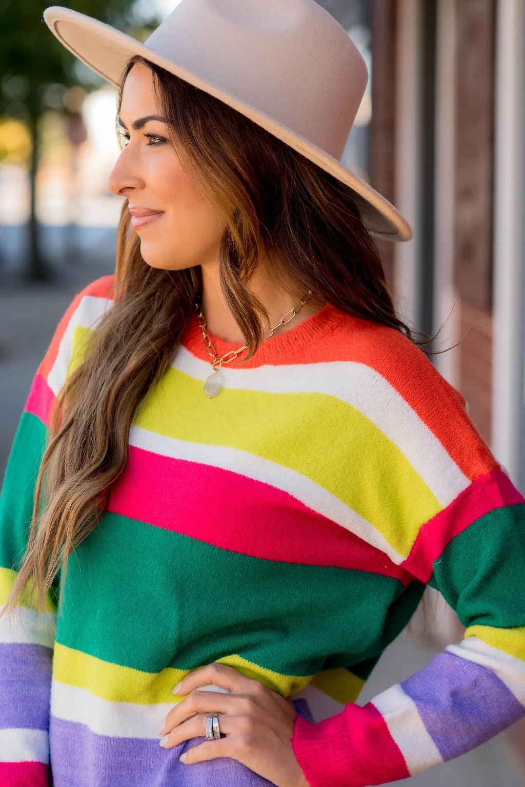 Bright Color Block Sweater