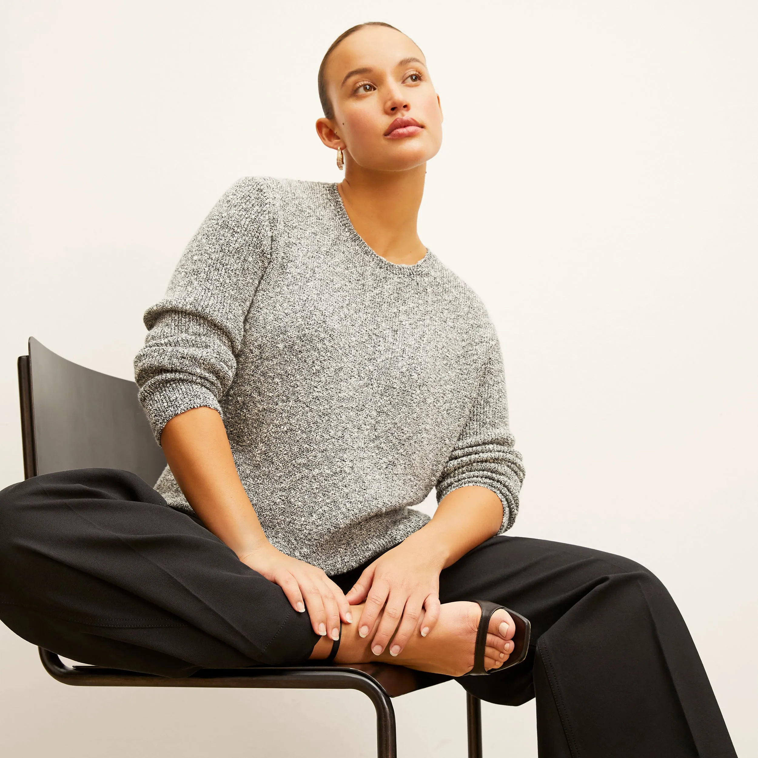 Butler Sweater - Knit Boucle :: Black / White
