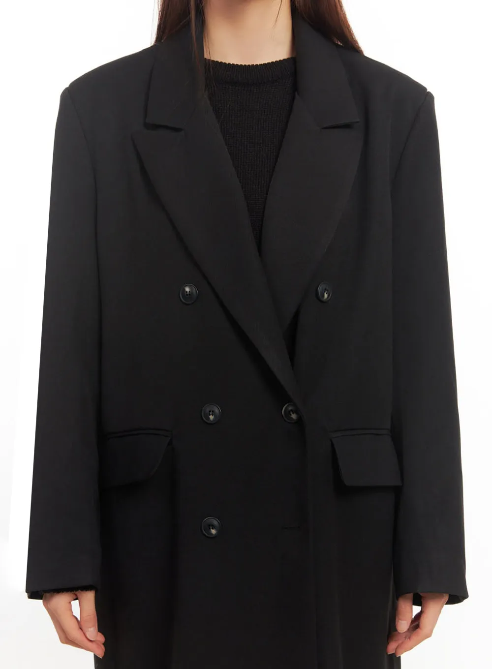Buttoned Collared Long Coat IM513