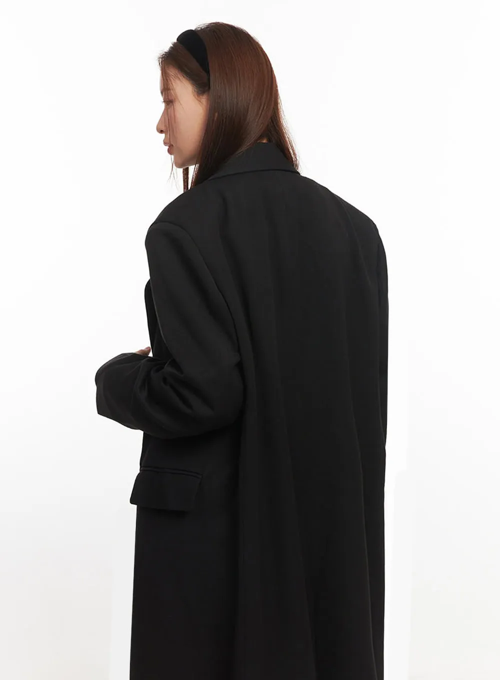 Buttoned Collared Long Coat IM513