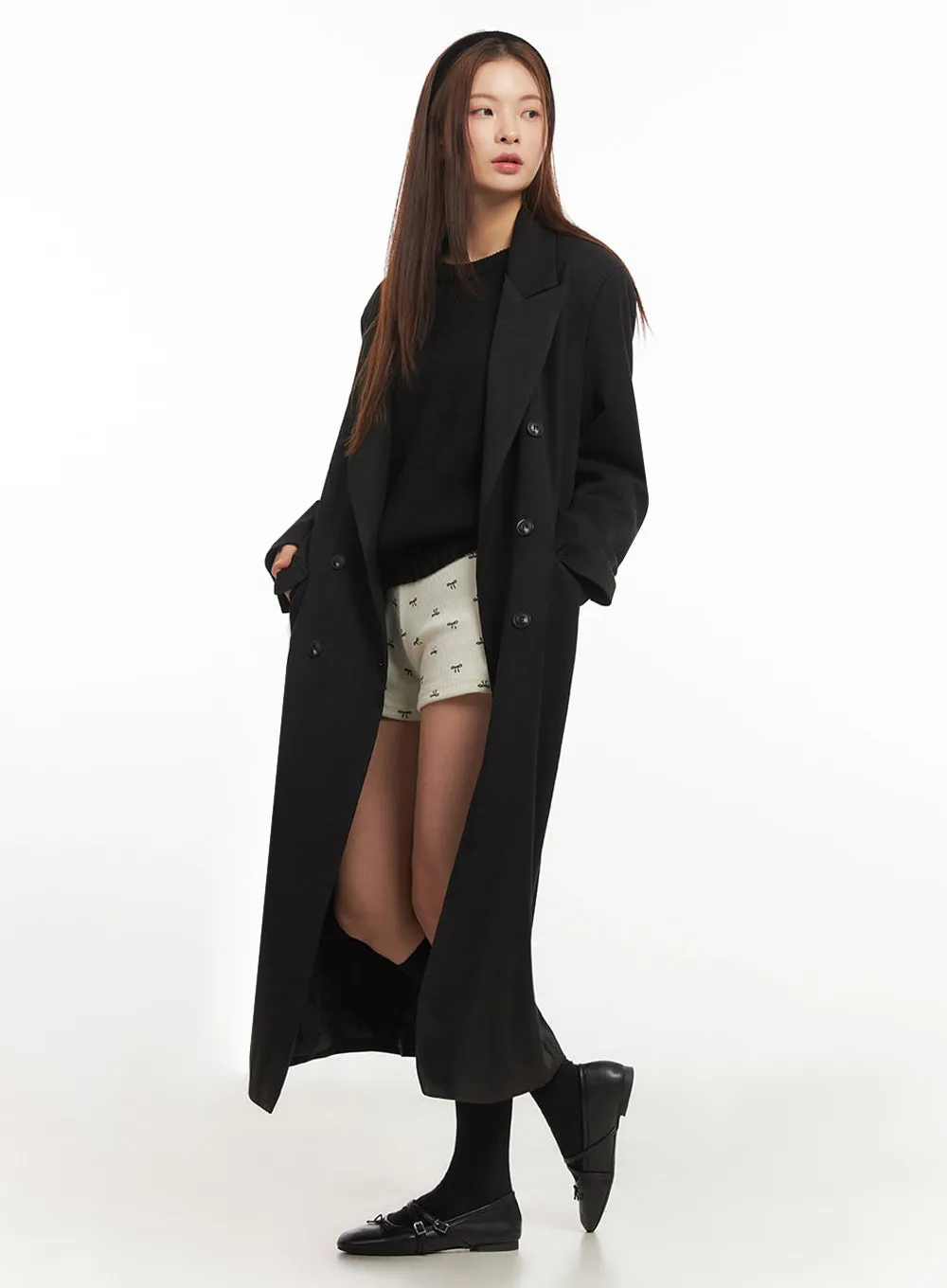 Buttoned Collared Long Coat IM513