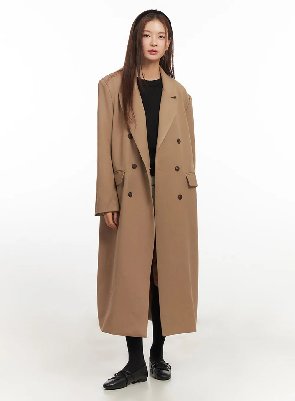 Buttoned Collared Long Coat IM513