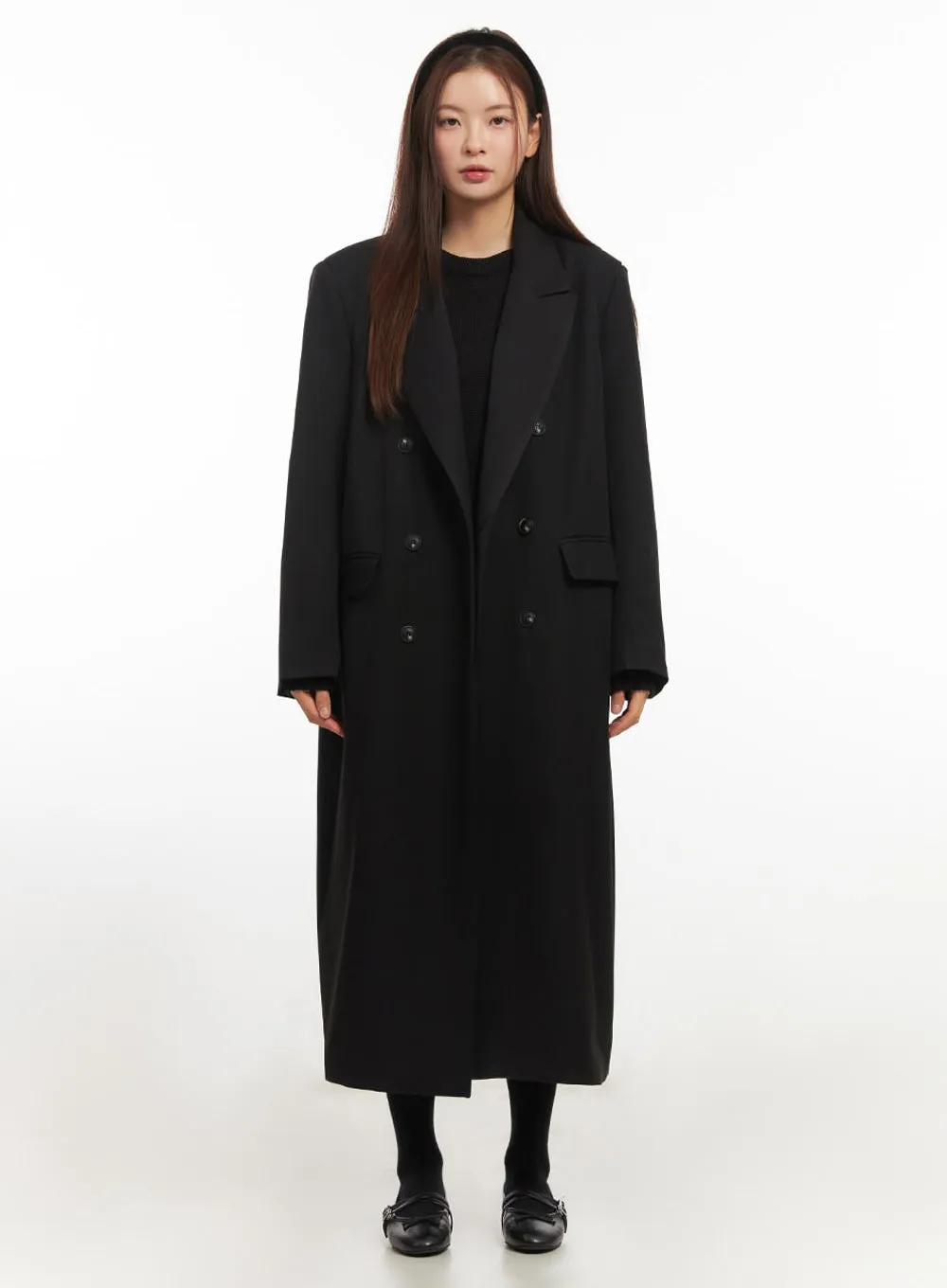 Buttoned Collared Long Coat IM513