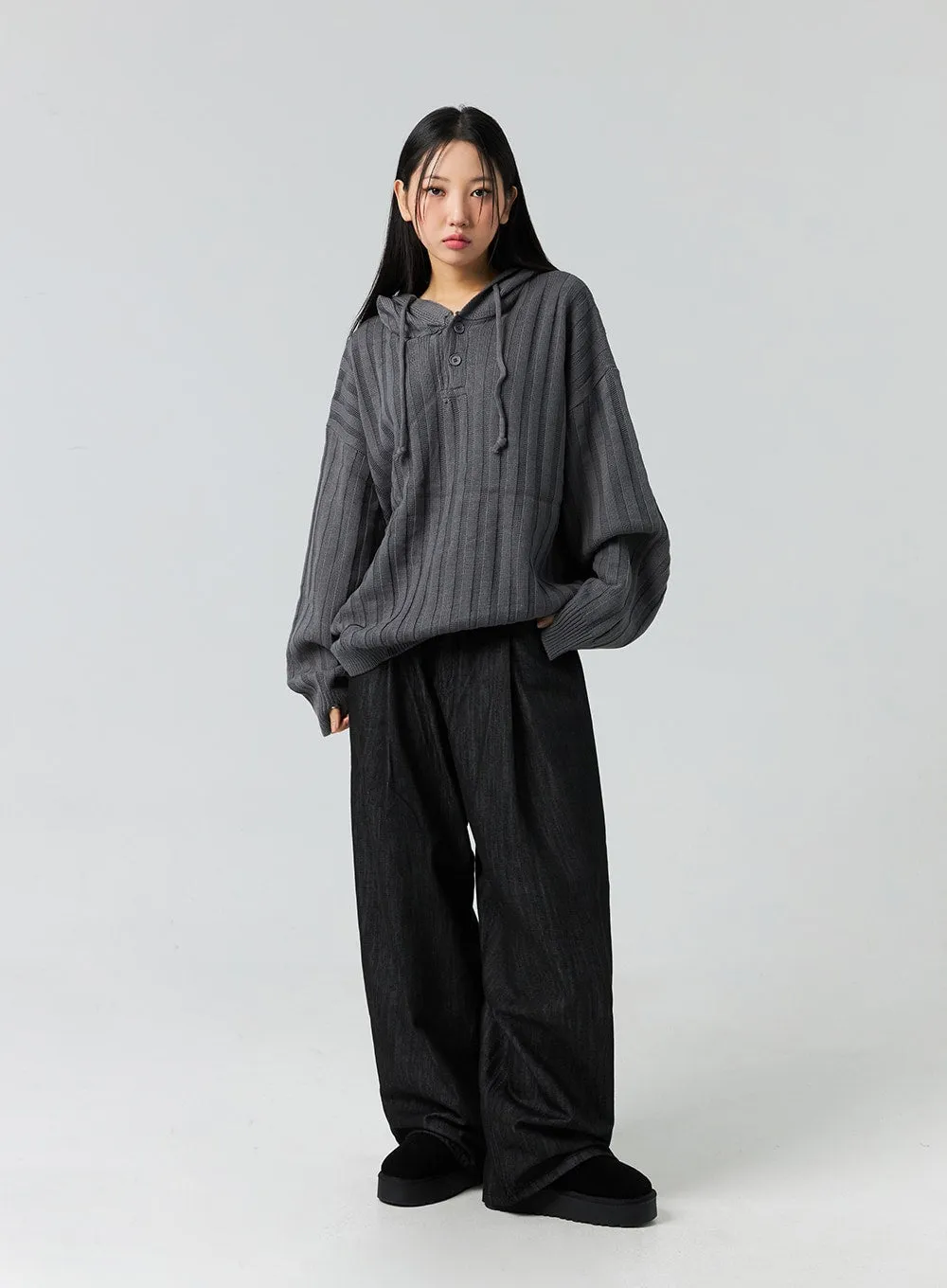 Buttoned Hooded Sweater CO323