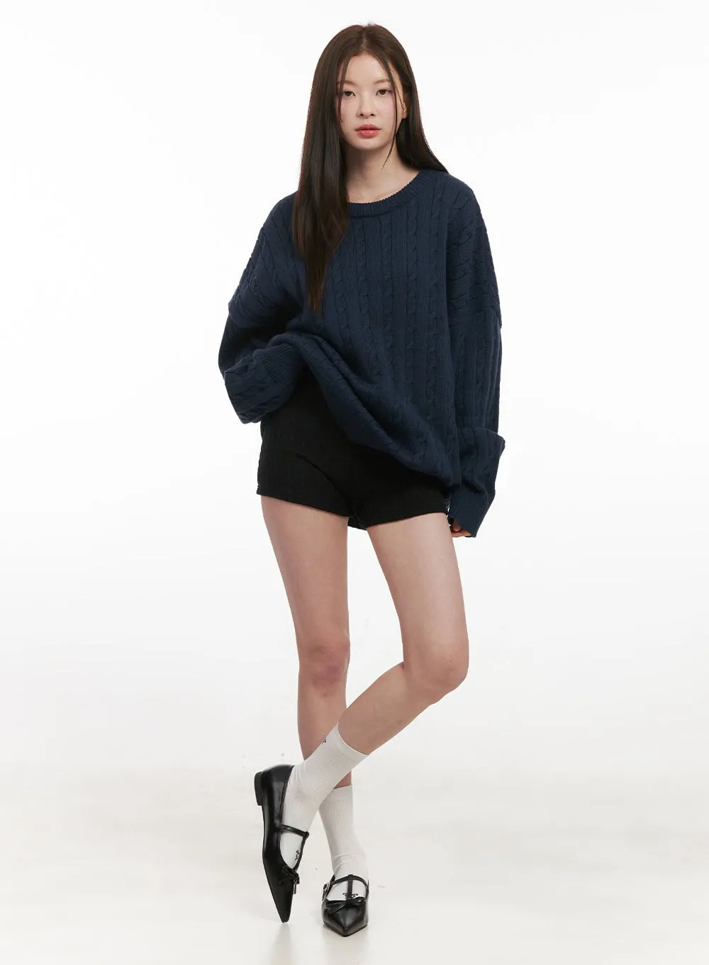 Cable Knit Oversized Sweater IF505
