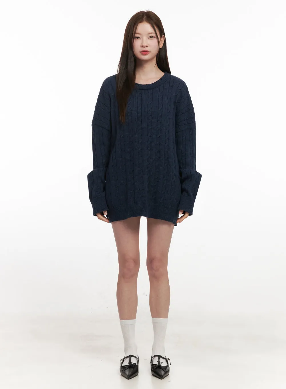 Cable Knit Oversized Sweater IF505