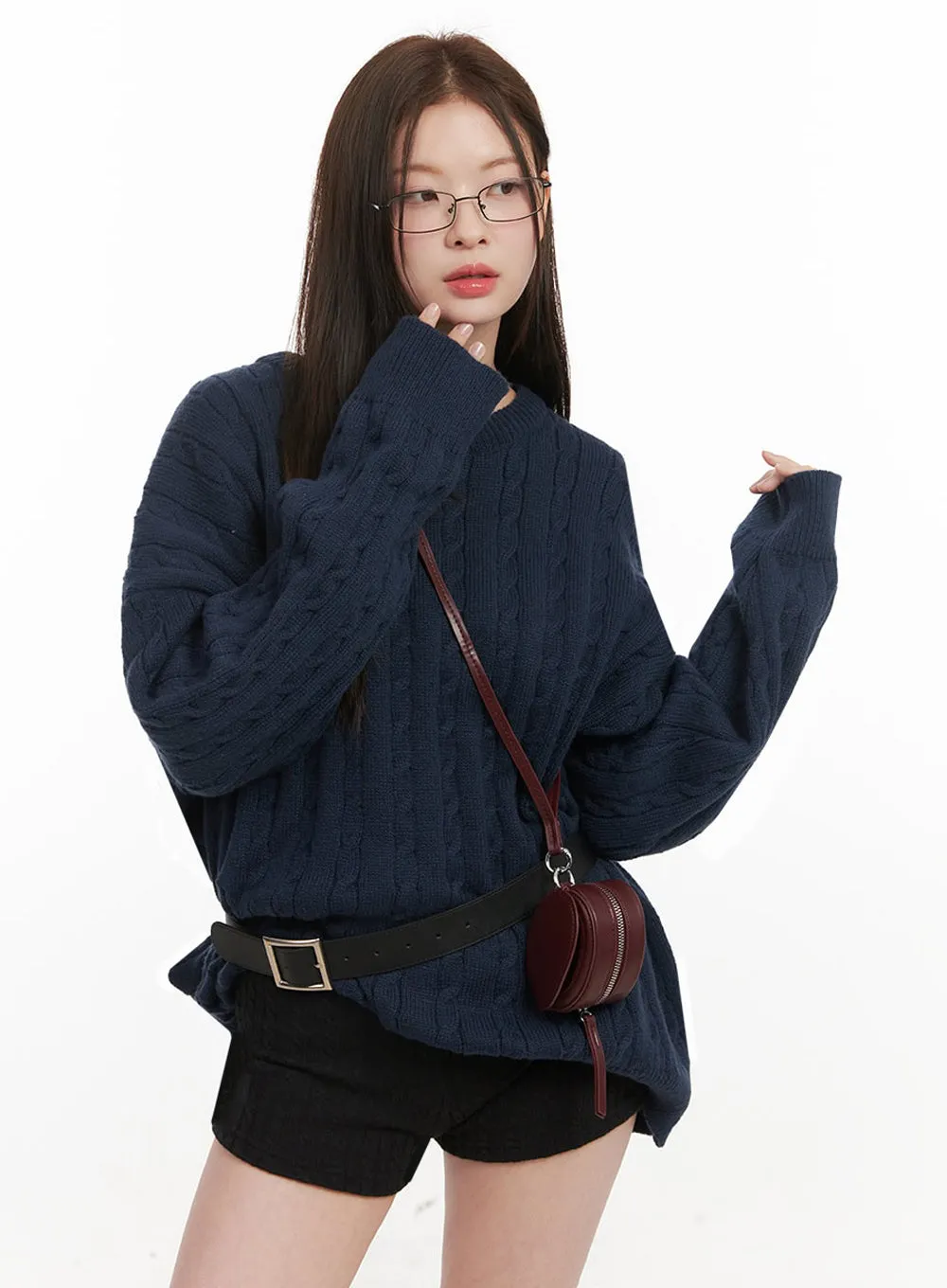 Cable Knit Oversized Sweater IF505
