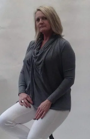 Cala d'Oliva Twist Jumper in Grey Marl