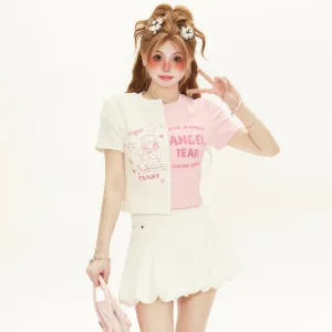 Color Block Short Cropped T-shirt