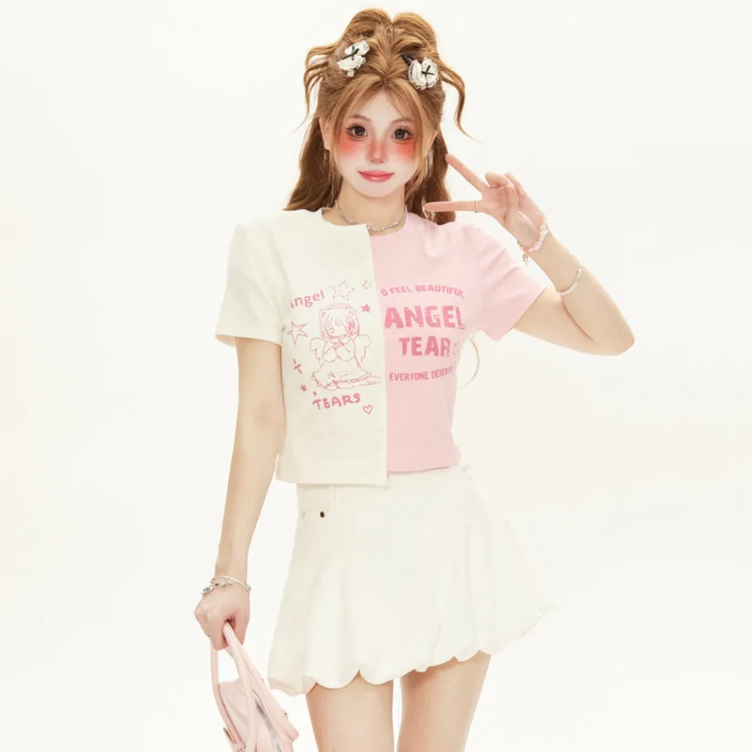 Color Block Short Cropped T-shirt