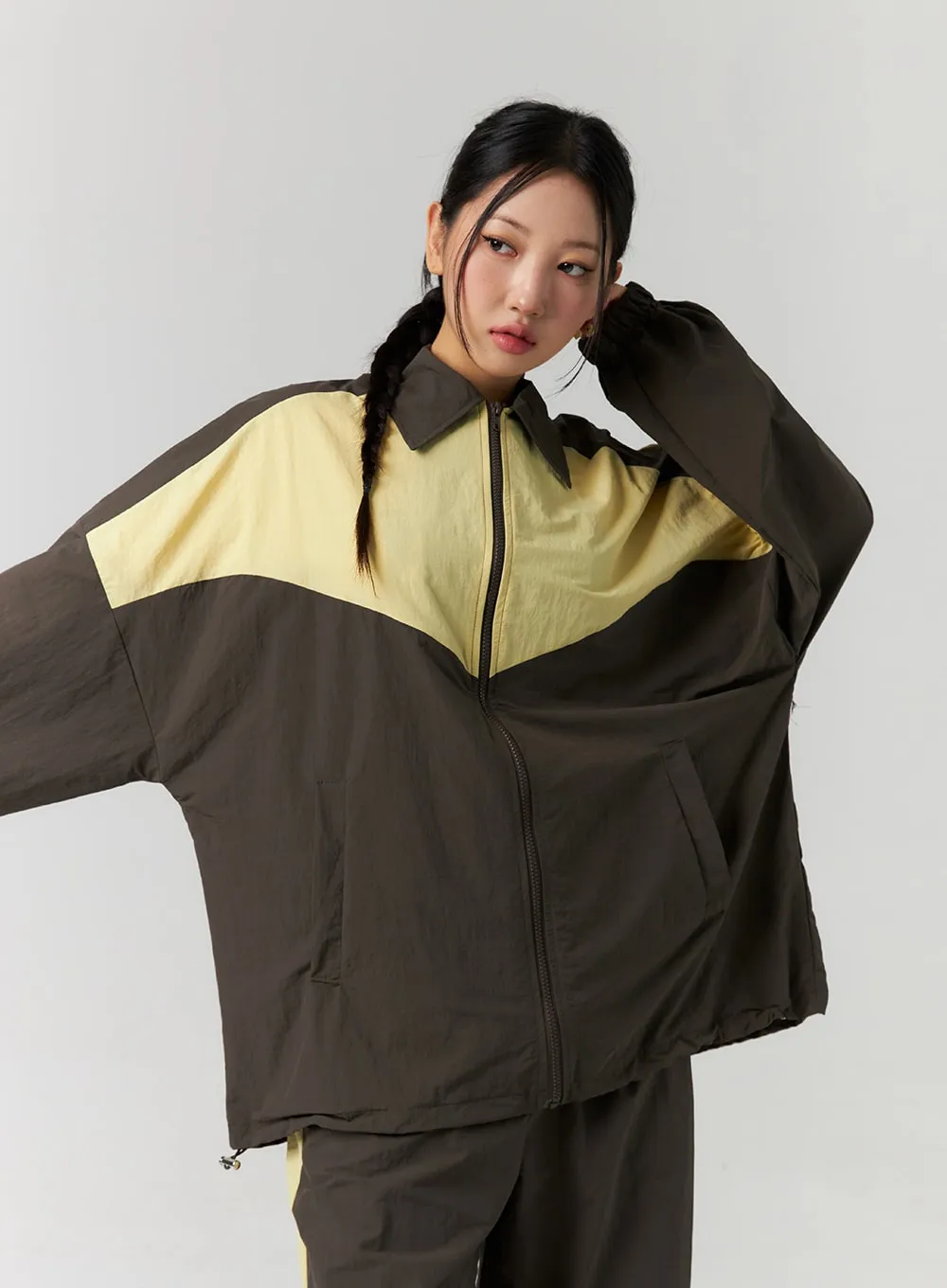 Color Block Zip-Up Jacket CS311