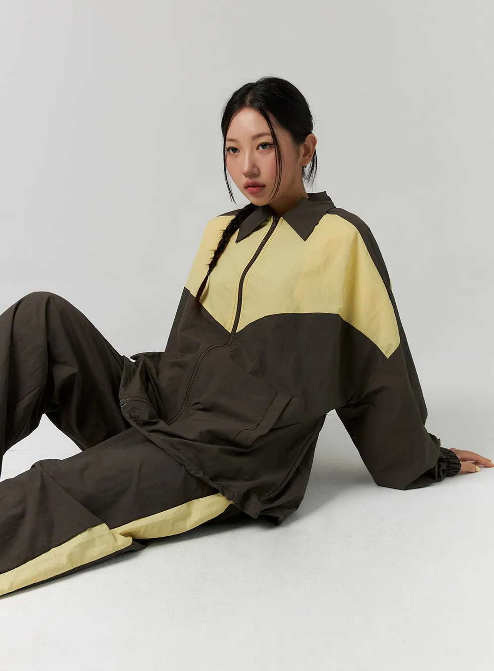 Color Block Zip-Up Jacket CS311