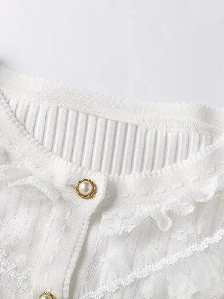 Colorblock Patchwork Ruffles Slimming Knitting Sweaters For Women Round Neck Long Sleeve Elegant Sweater Female