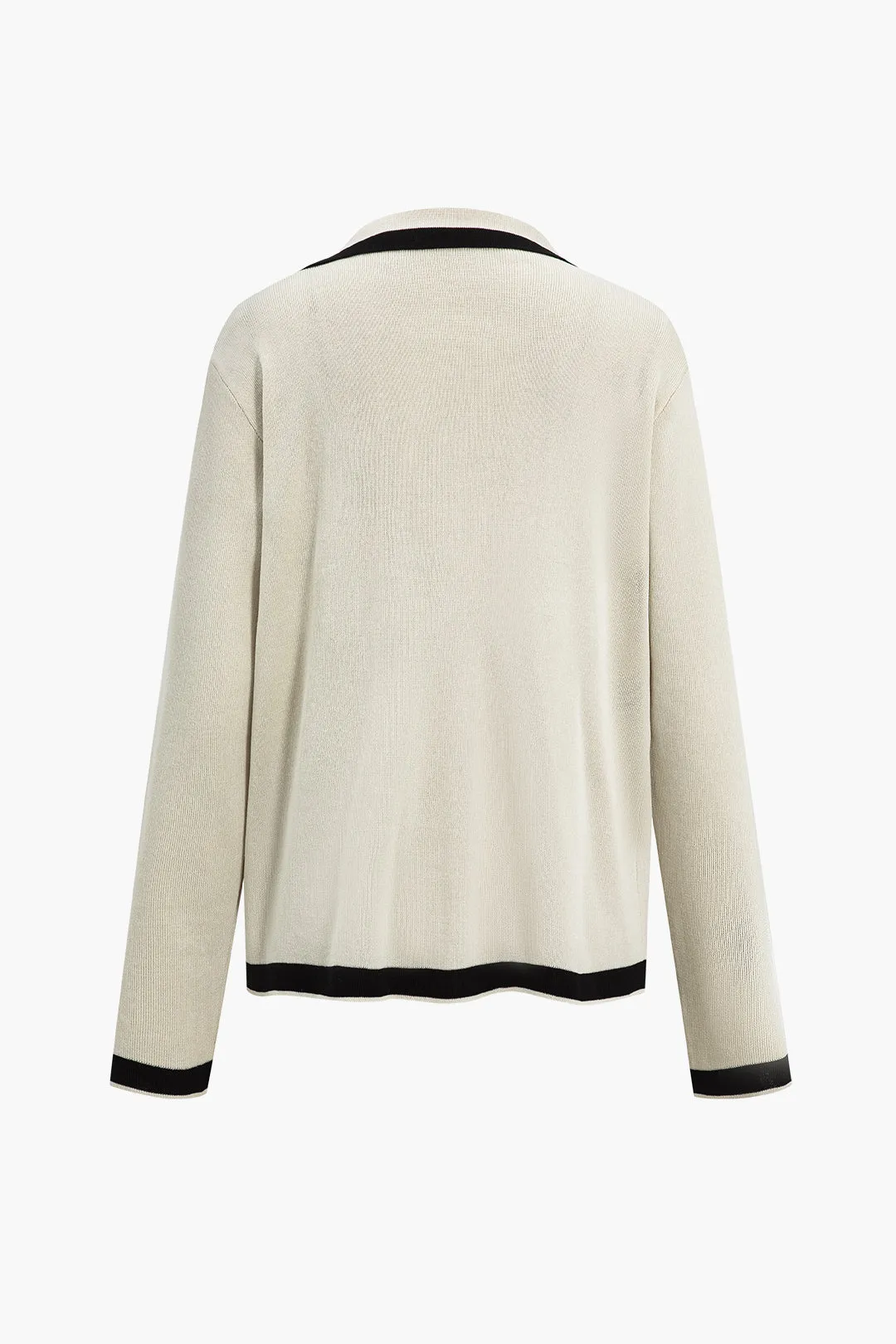 Contrast Knit Button Patchwork Set