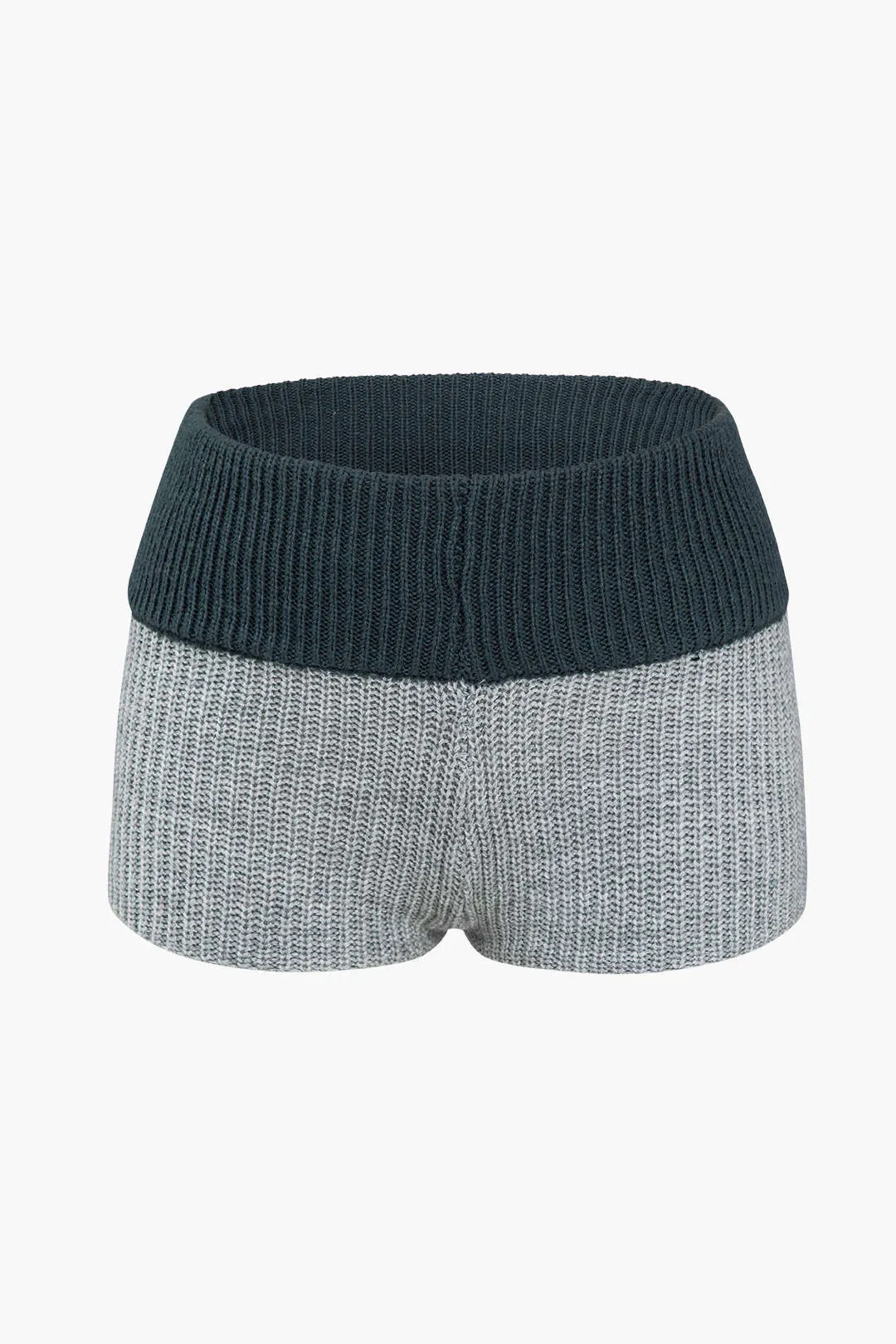 Contrast Zip-Up Knit Sweater And Shorts Set