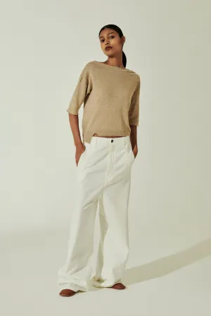 DIL010 BOAT NECK ASYMMETRICAL LINEN