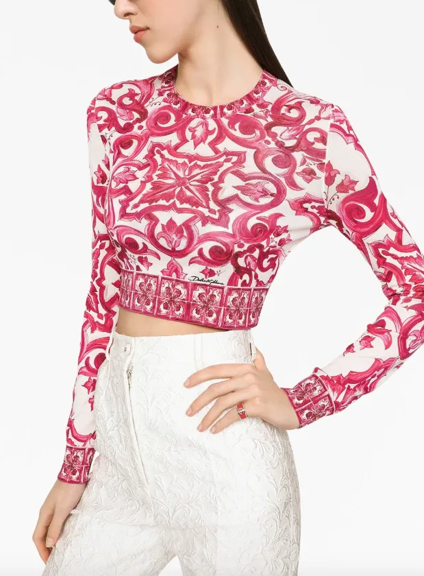 Dolce & Gabbana Maiolica-print cropped jumper