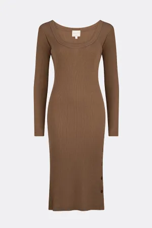 Eden Merino Wool Long Sleeve Dress Toffee