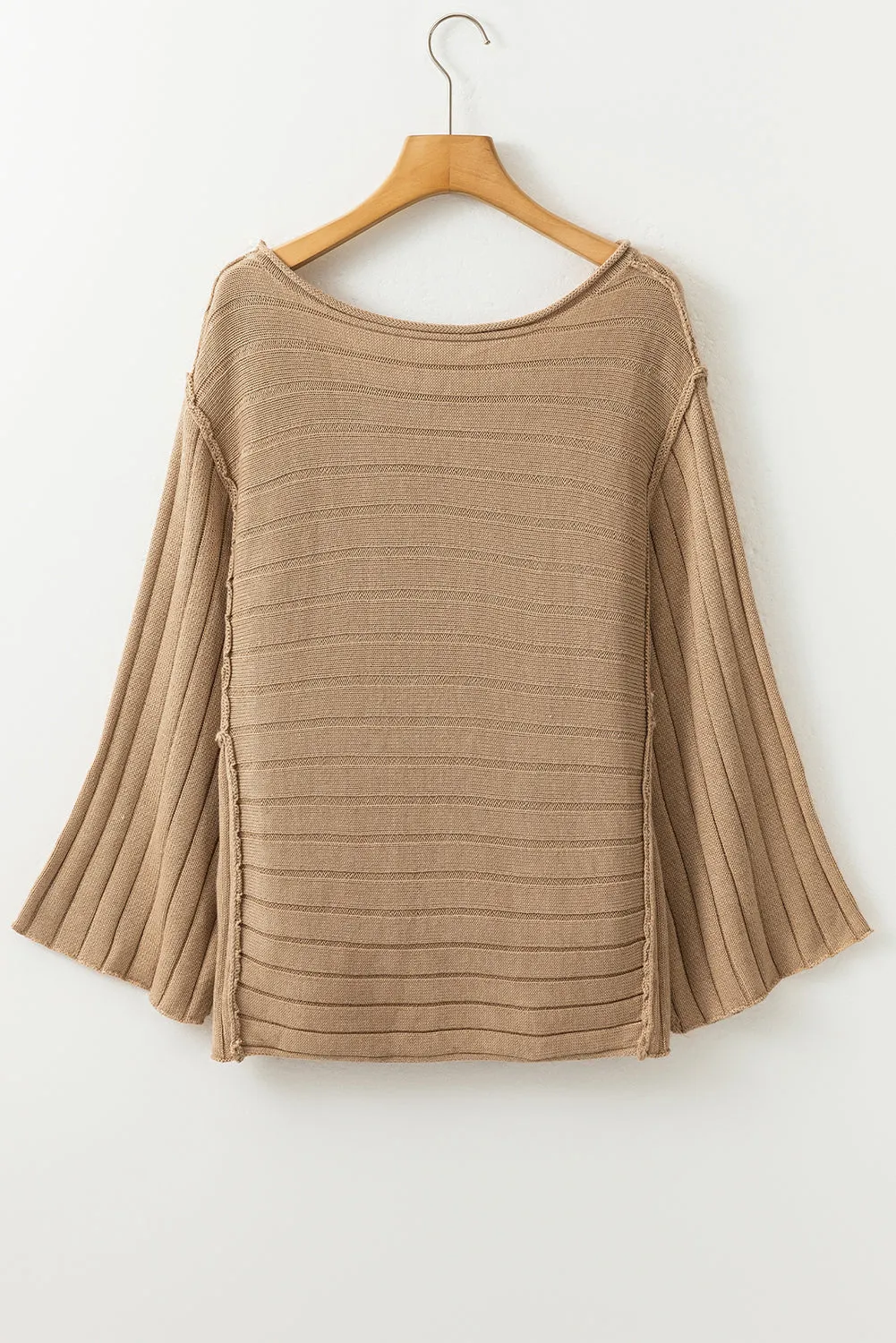 Exposed Seam Ribbed Knit Dolman Sweater