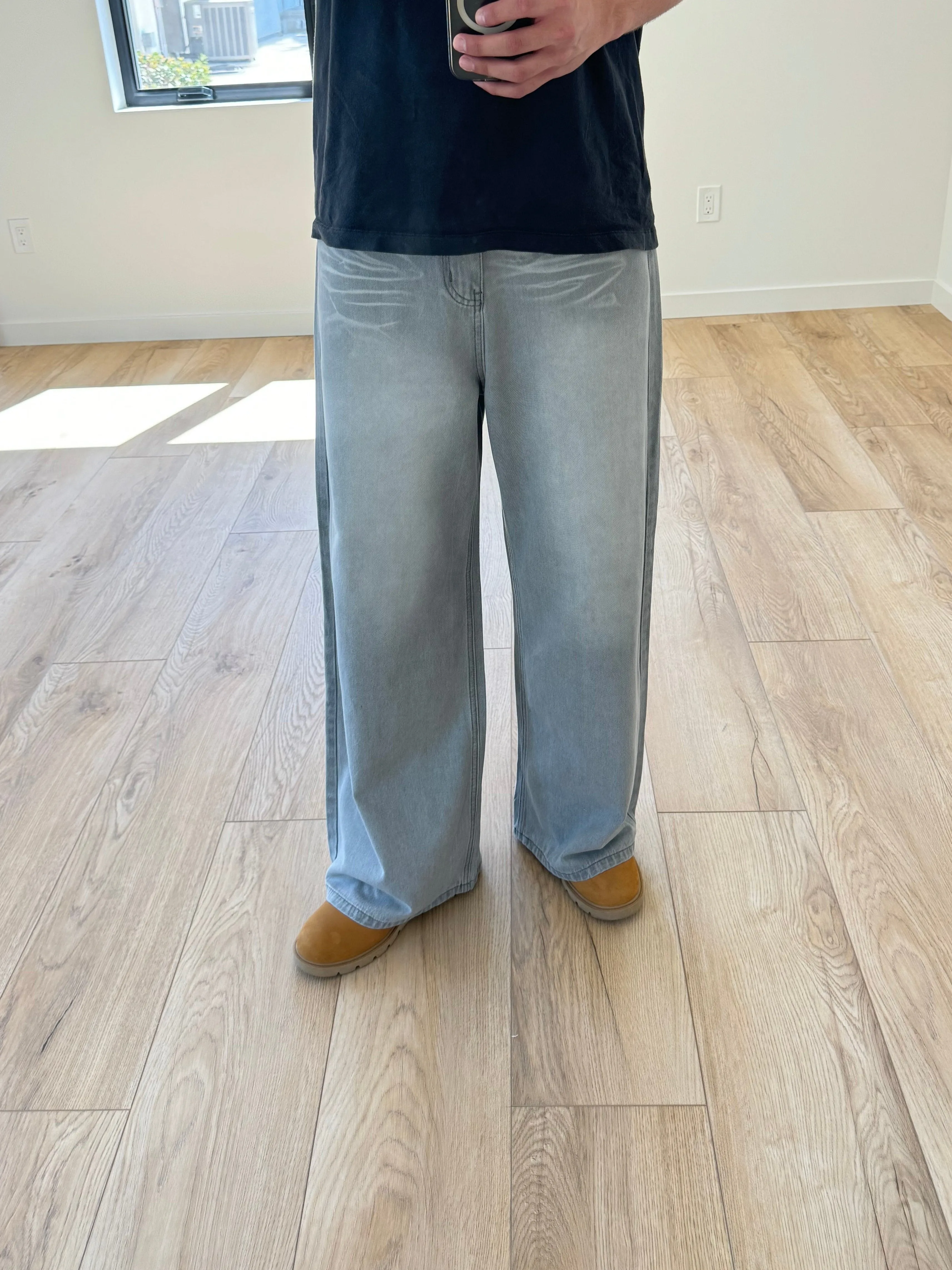 Faded Light Gray Baggy Jeans