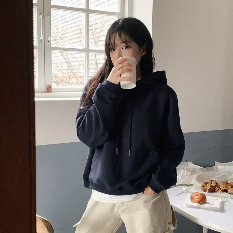 Flytonnshop fall outfits women Korean Style 2024 Spring and Autumn New Outdoor Commuter Popular Loose Hooded Top Loose Comfortable Cotton Sweater Women's Fashion